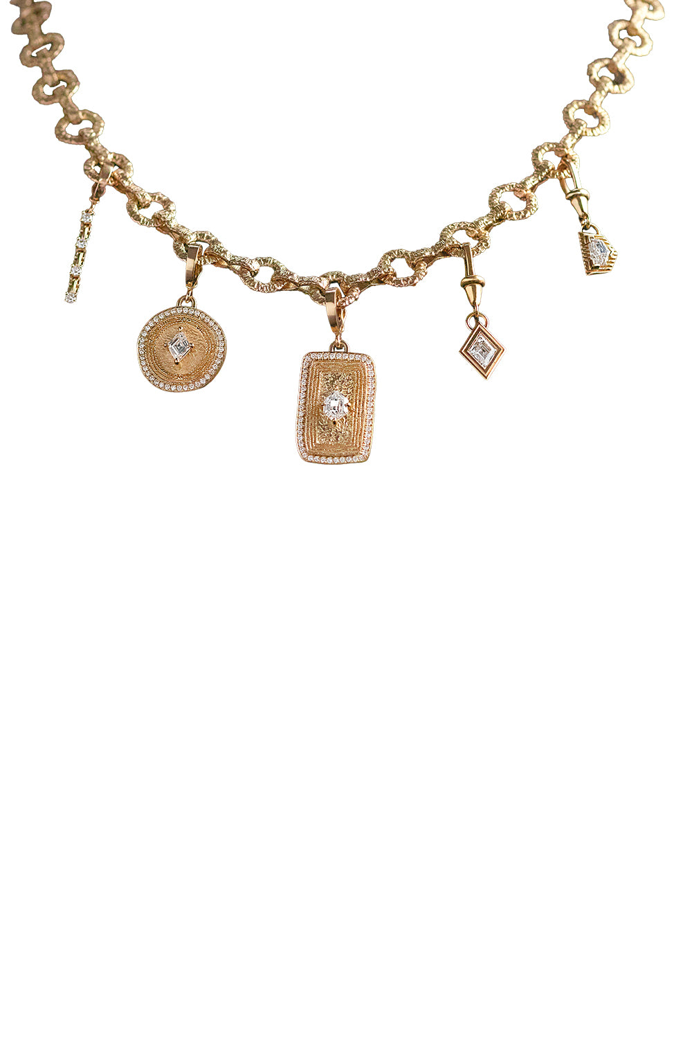 Diamond Lozenge Pave Coin Pendant