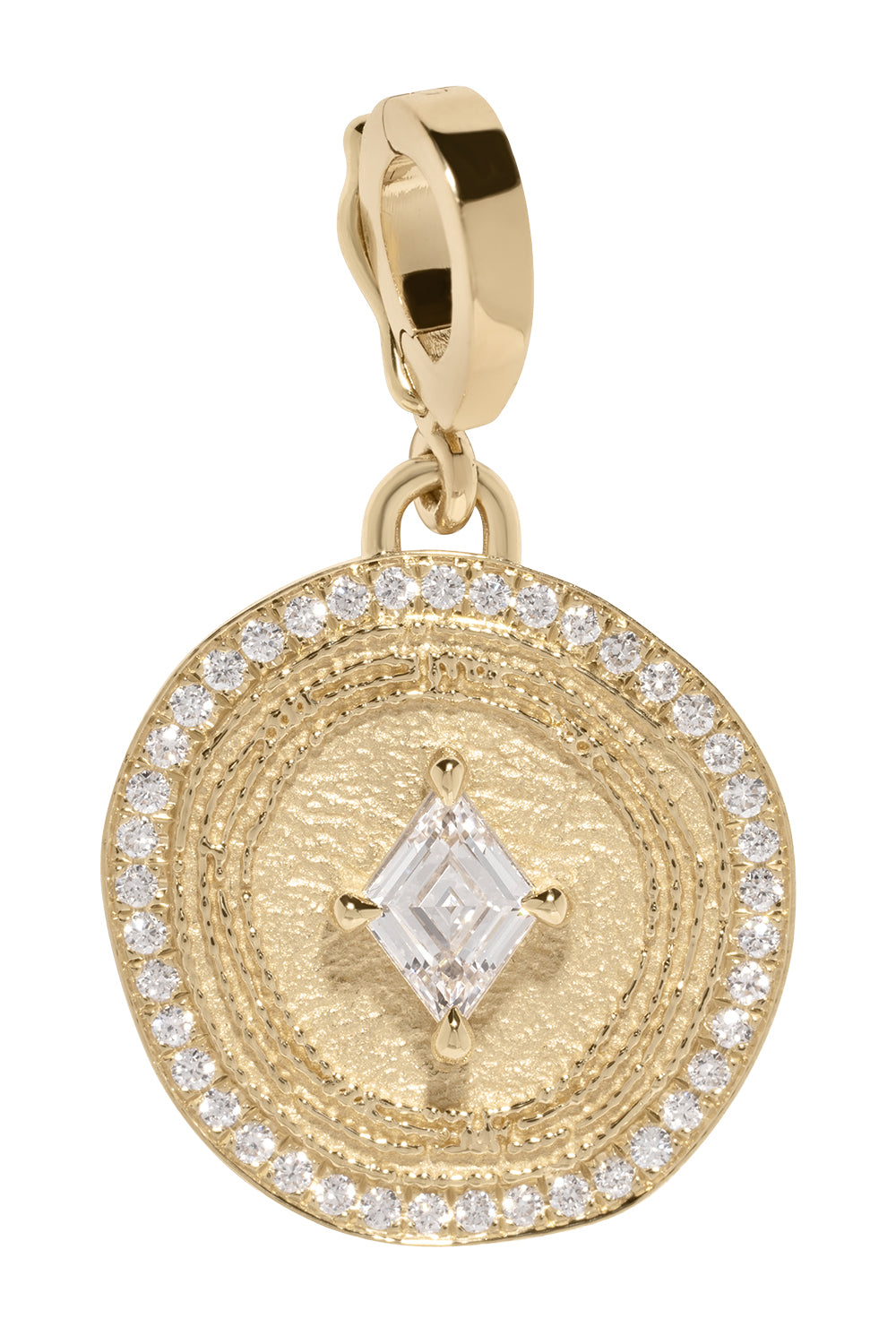 Diamond Lozenge Pave Coin Pendant