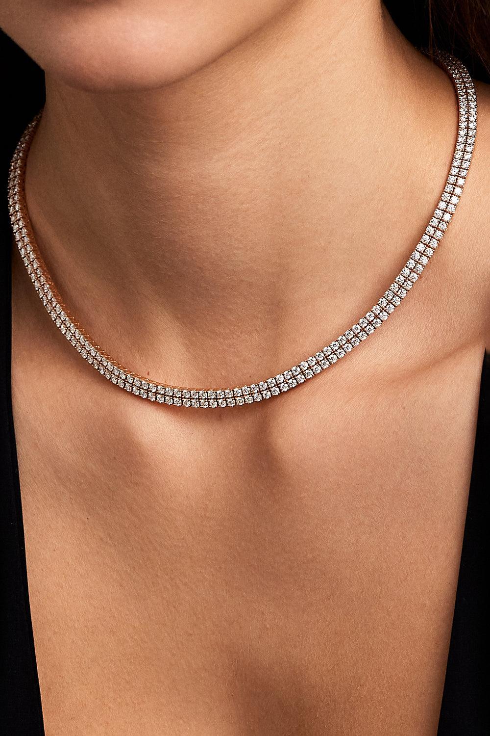Lenox Double Tennis Necklace-YELLOW GOLD-JEWELRYFINE JEWELNECKLACE O-MELISSA KAYE