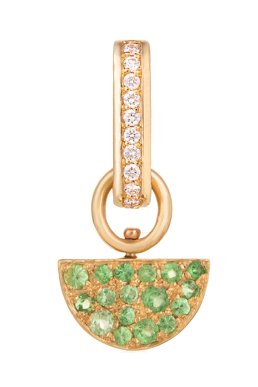 Green Tsavorite Diamond Liberté Half Moon Charm