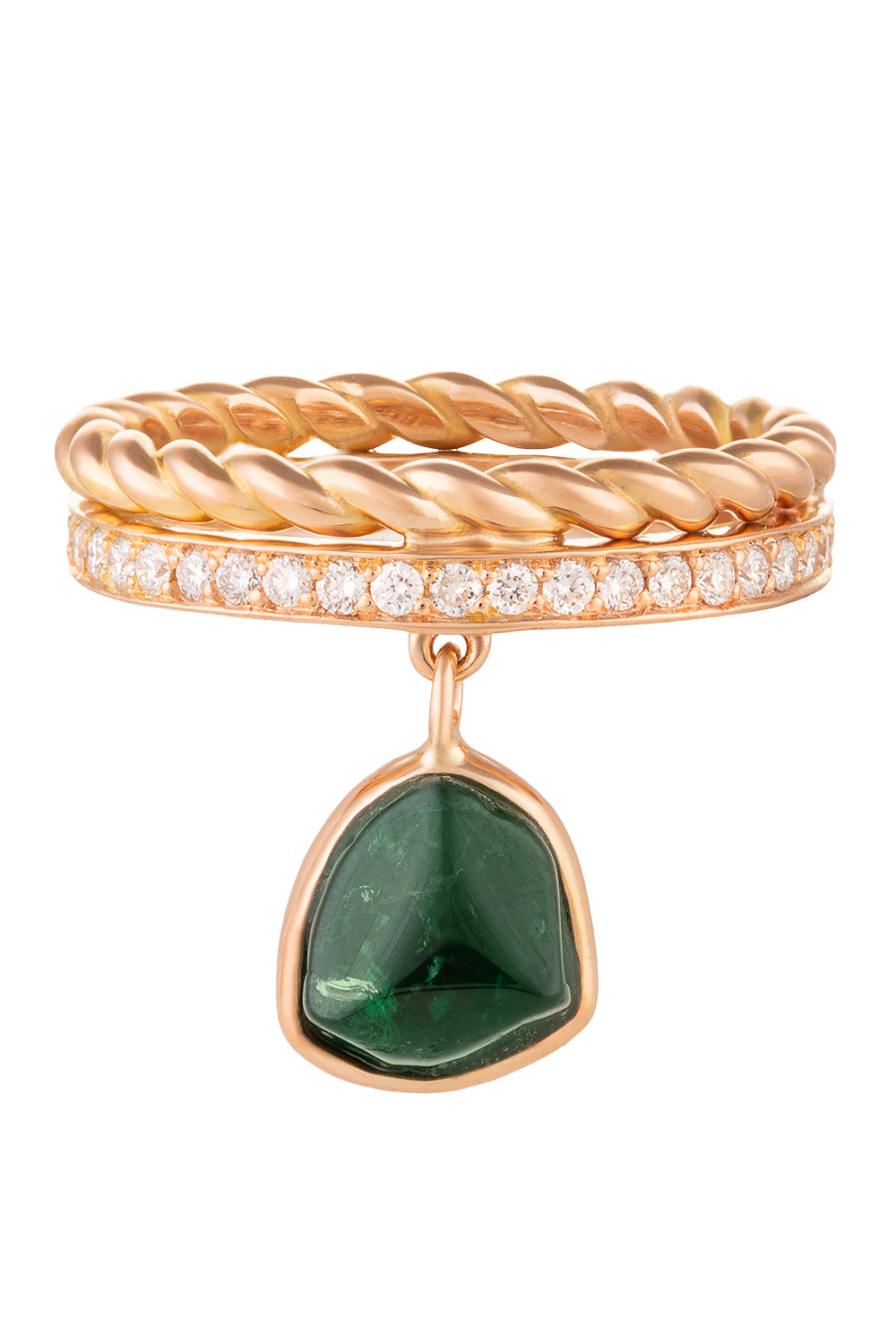 Diamond Green Tourmaline Liberté Torsade Ring