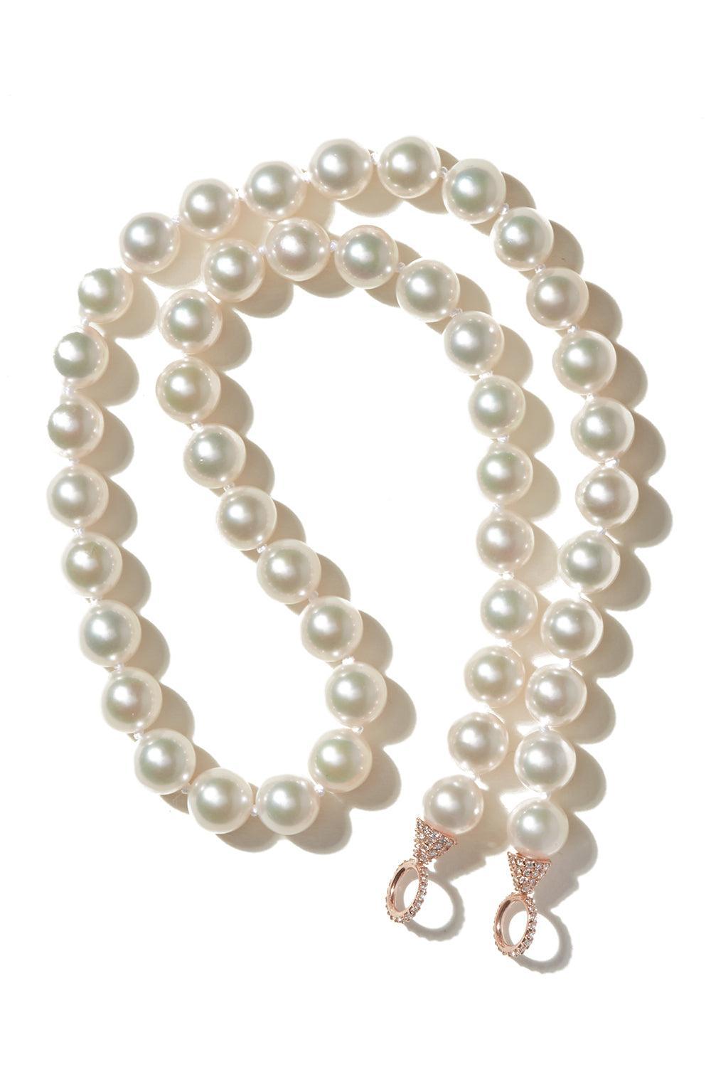 Diamond Pearl Loop Strand Necklace-YELLOW GOLD-JEWELRYFINE JEWELNECKLACE O-MARLA AARON