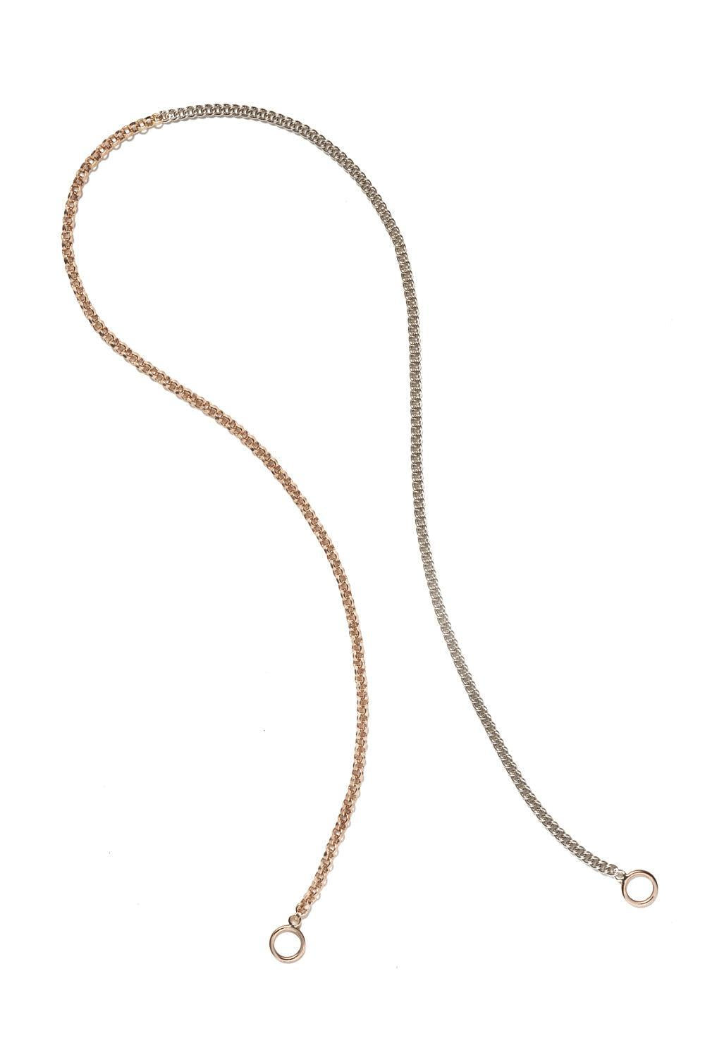 Mixed Up Half And Half Chain Necklace-SS/YG-16-JEWELRYFINE JEWELNECKLACE O-MARLA AARON