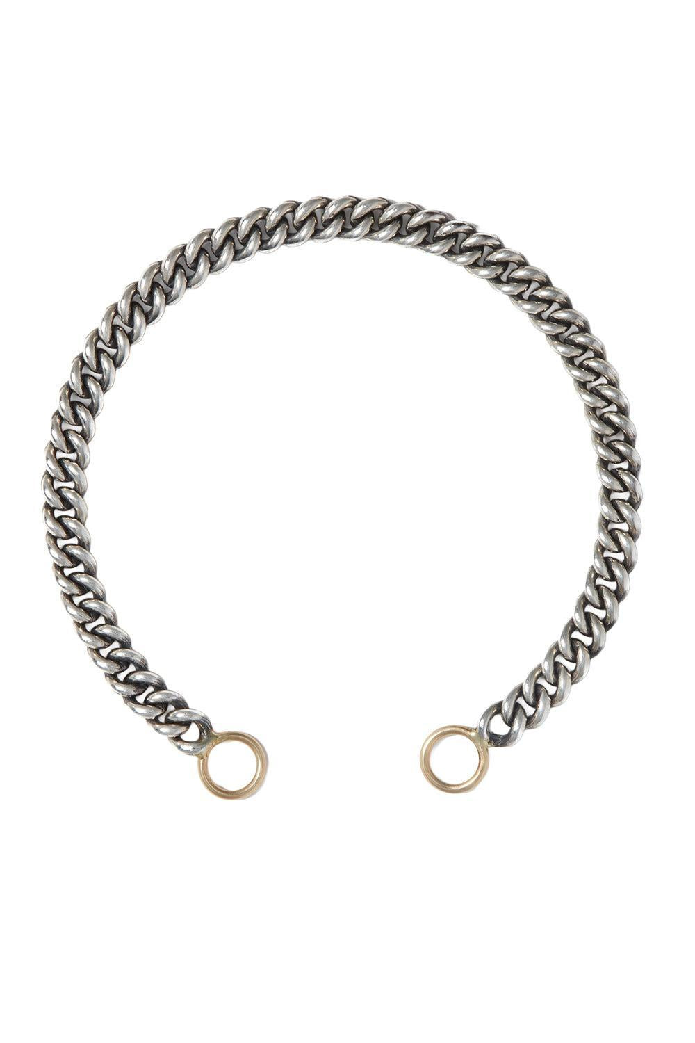 Mixed Metal Heavy Curb Chain Bracelet-SILVER-6-JEWELRYFINE JEWELBRACELET O-MARLA AARON