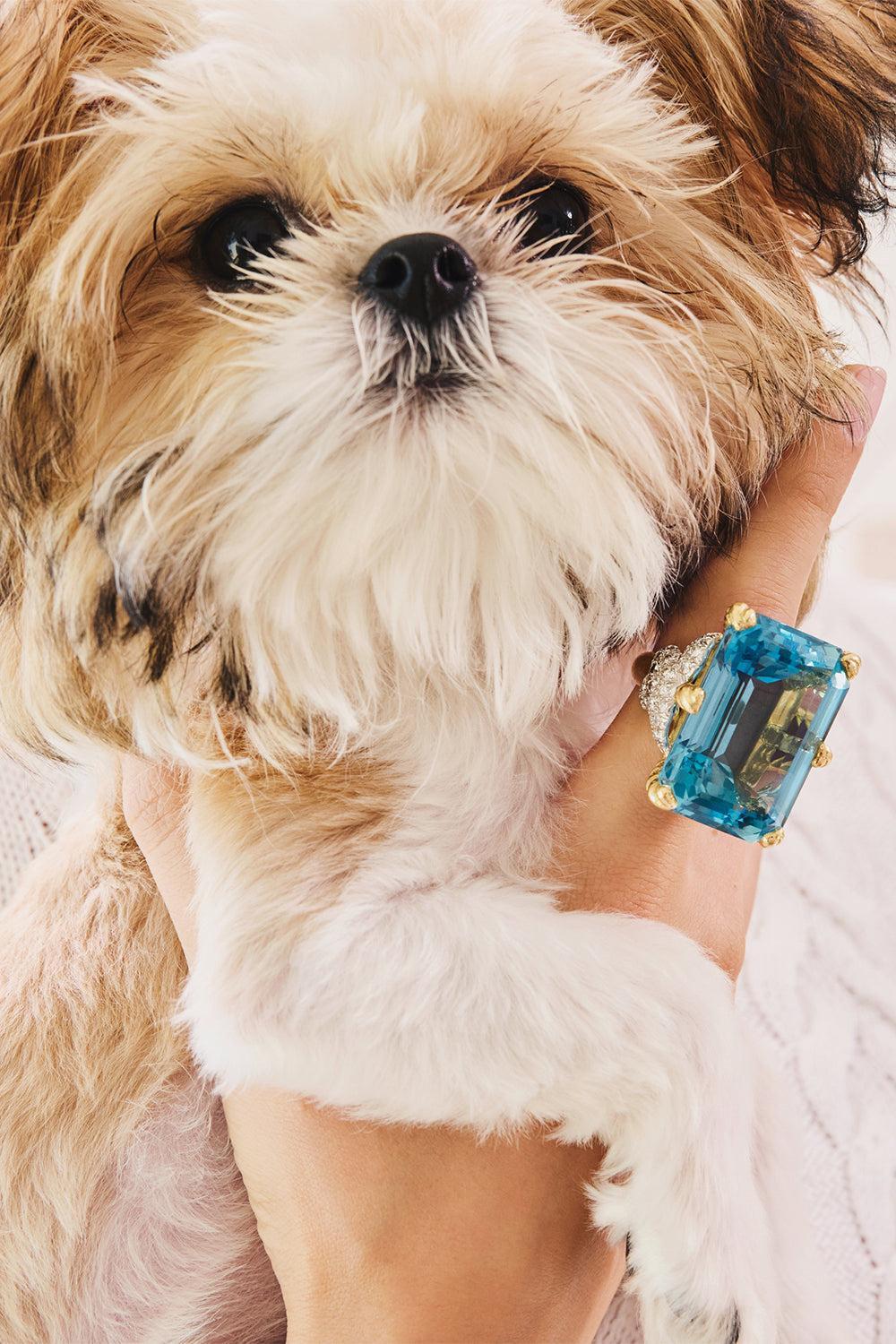 Aquamarine Diamond Couture Ring-YELLOW GOLD-JEWELRYFINE JEWELRING-DAVID WEBB