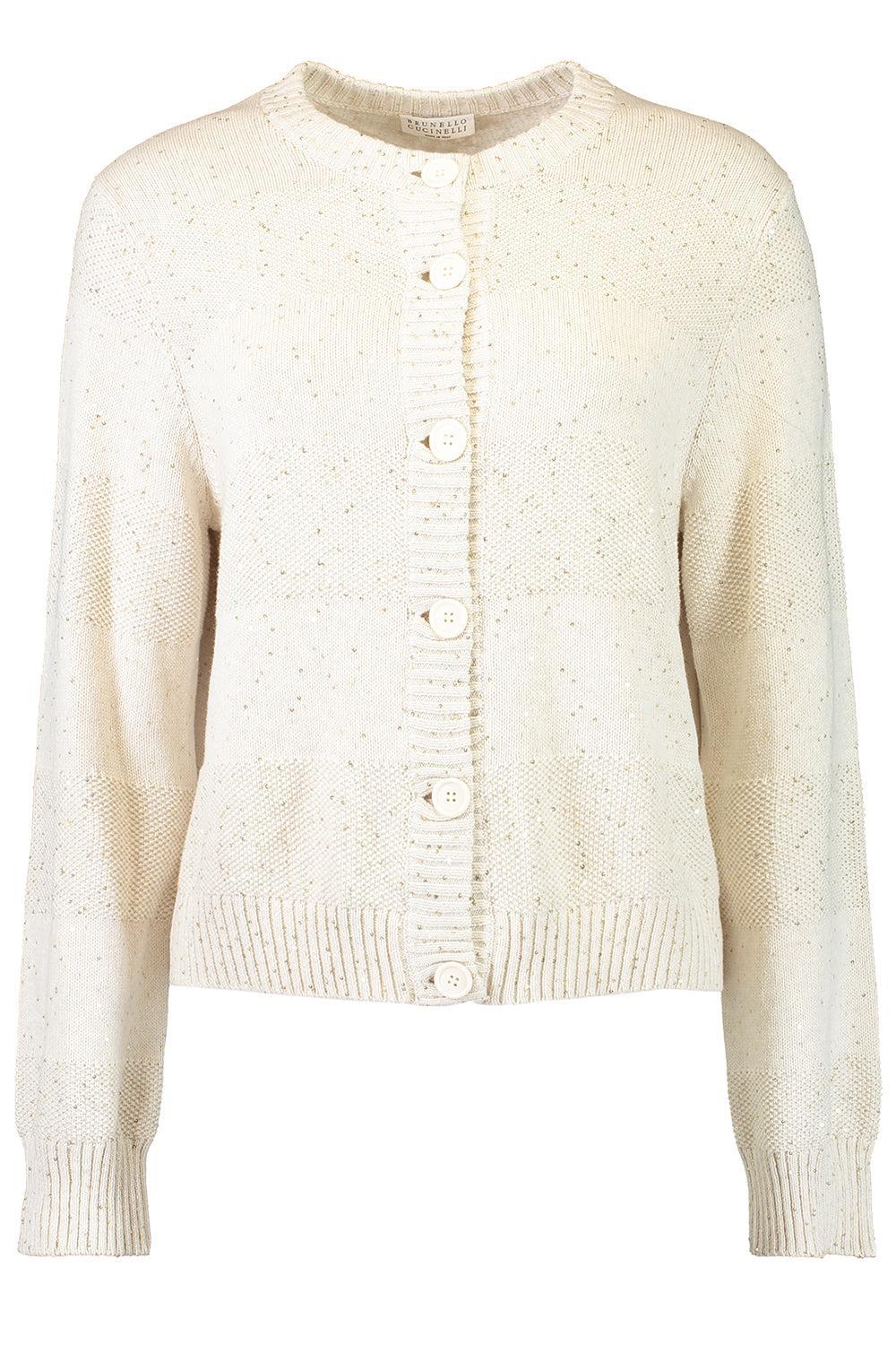 Stripe Cardigan - Avena-CREAM-XS-CLOTHINGTOPCARDIGAN-BRUNELLO CUCINELLI