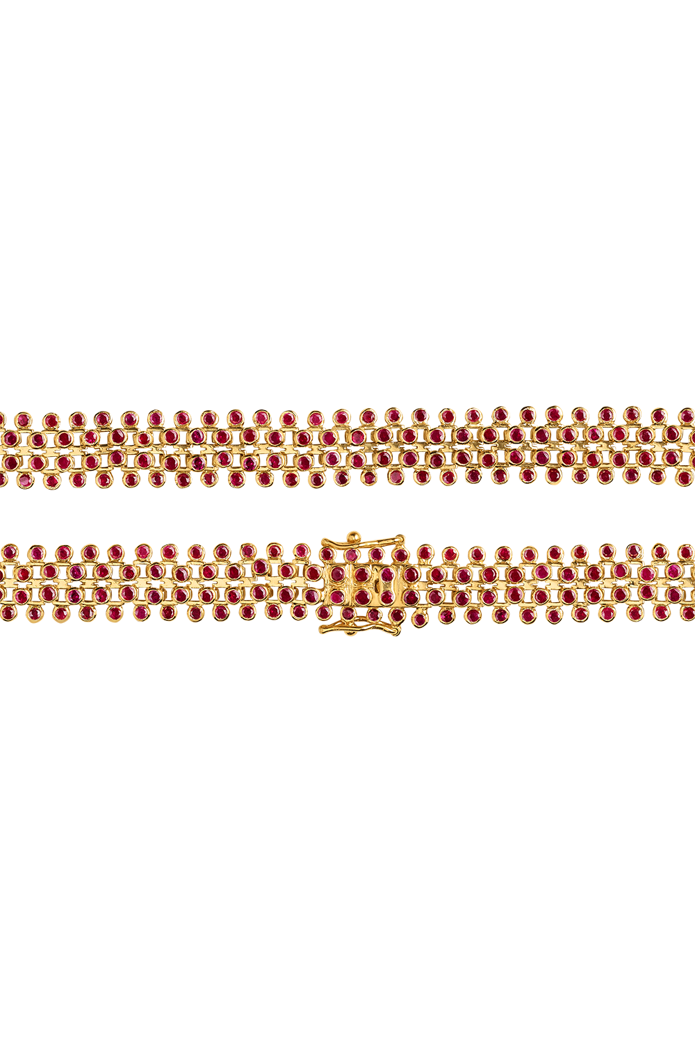  Ruby Flat Mesh Bracelet-YELLOW GOLD-16-JEWELRYFINE JEWELBRACELET O-MARIE LICHTENBERG 