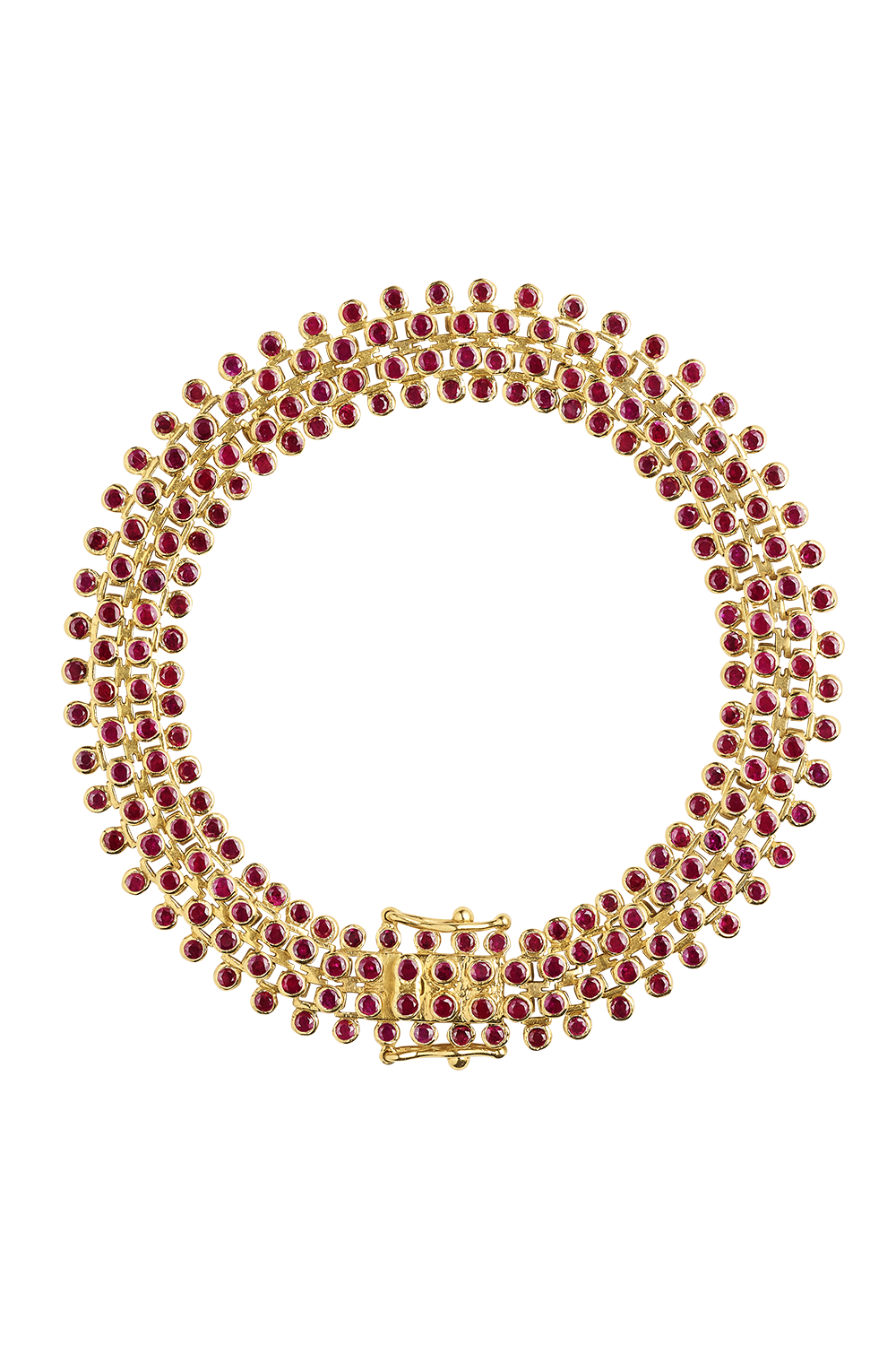 Ruby Flat Mesh Bracelet-YELLOW GOLD-16-JEWELRYFINE JEWELBRACELET O-MARIE LICHTENBERG