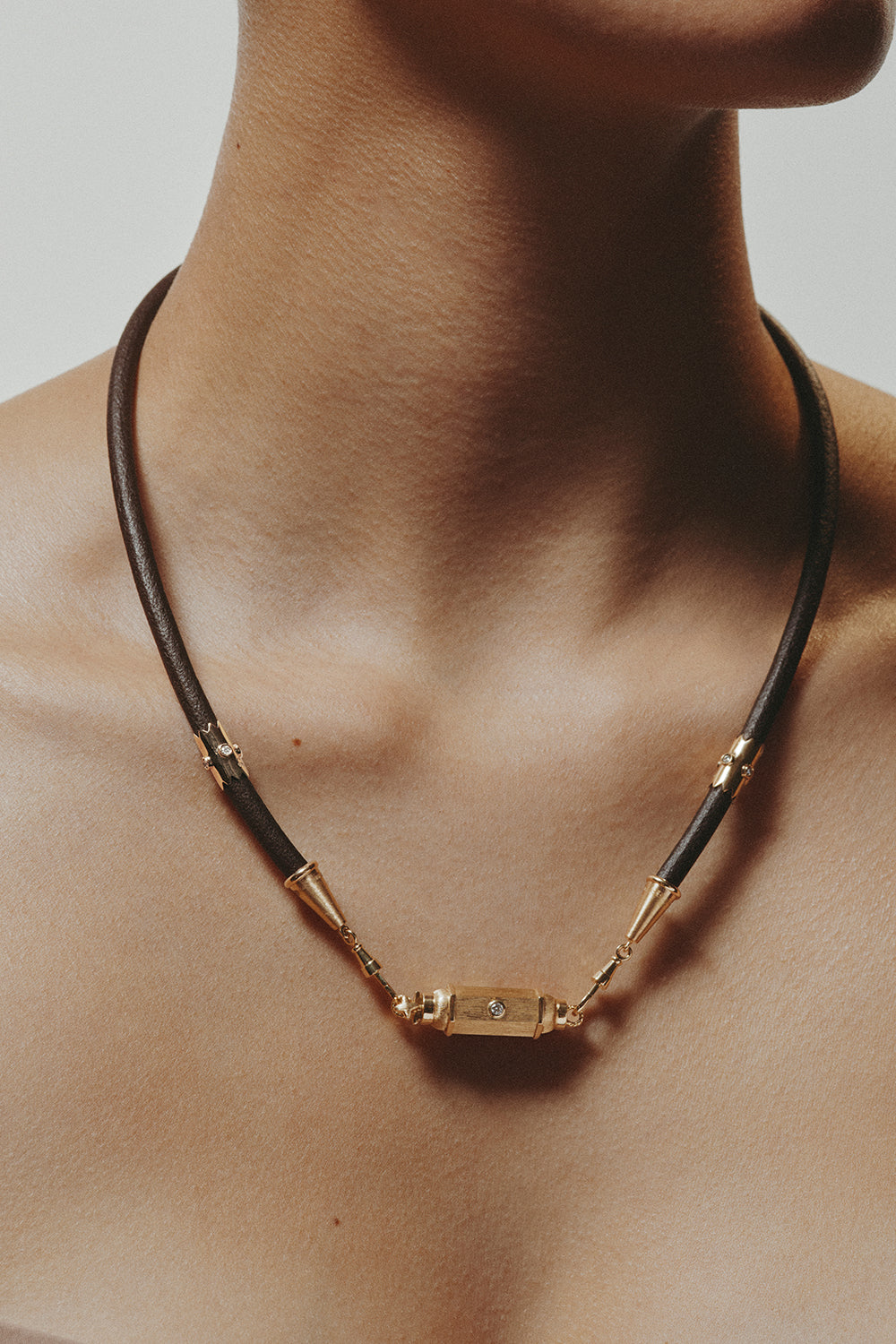 Two Bead Lasso Link Necklace-YELLOW GOLD-JEWELRYFINE JEWELNECKLACE O-MARIE LICHTENBERG