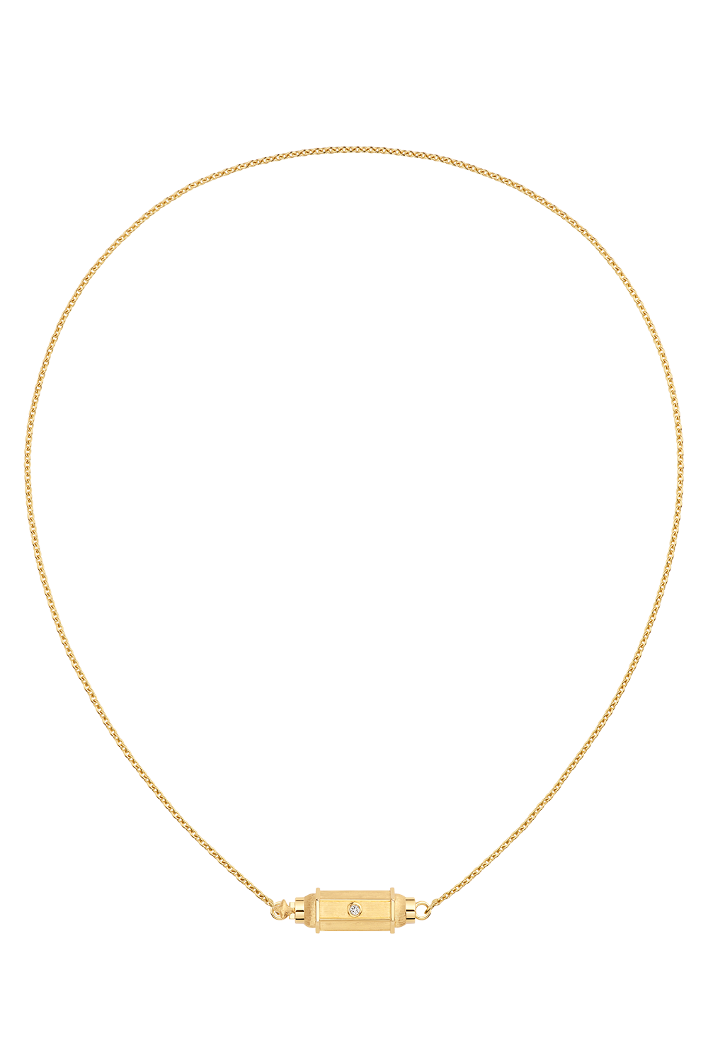  Diamond Micro Locket Chain Necklace - 42cm-YELLOW GOLD-JEWELRYFINE JEWELNECKLACE O-MARIE LICHTENBERG 