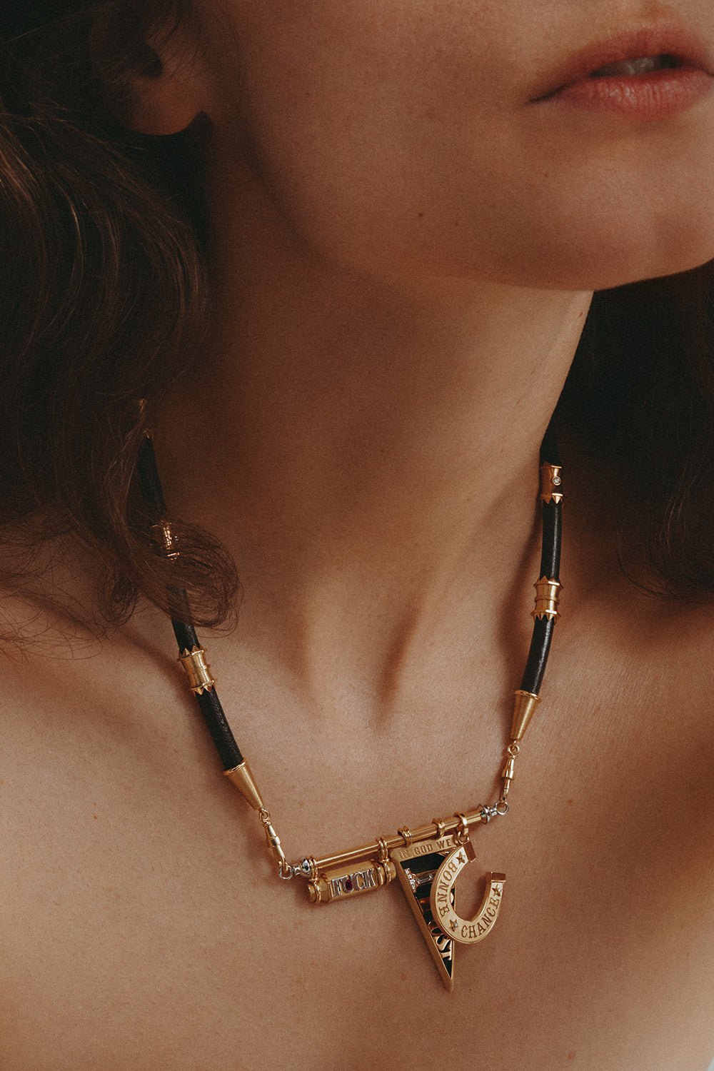 Two Bead Lasso Link Necklace-YELLOW GOLD-JEWELRYFINE JEWELNECKLACE O-MARIE LICHTENBERG