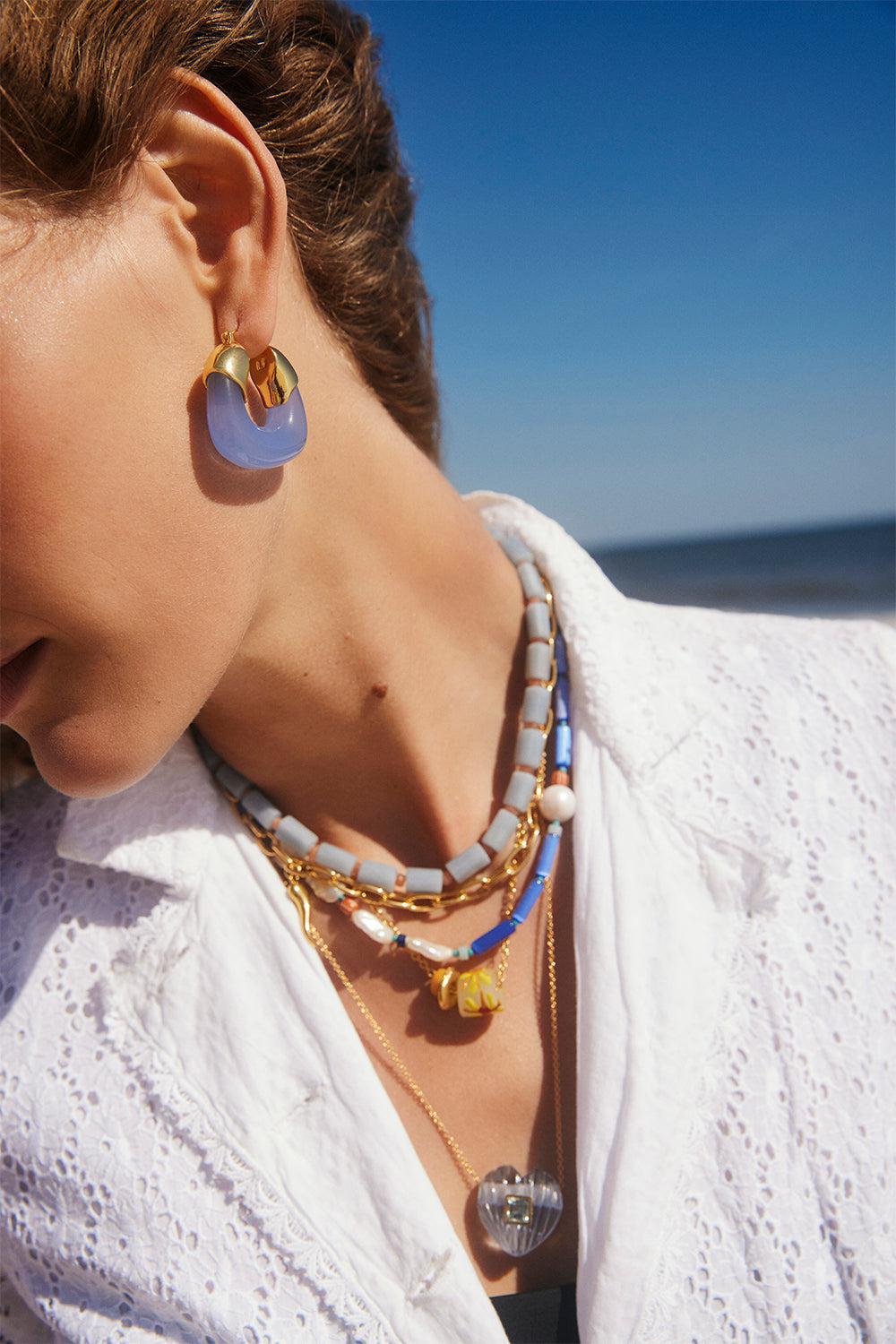PERIWINKLE ORGANIC HOOP EARRINGS-BLUE-JEWELRYBOUTIQUEEARRING-LIZZIE FORTUNATO