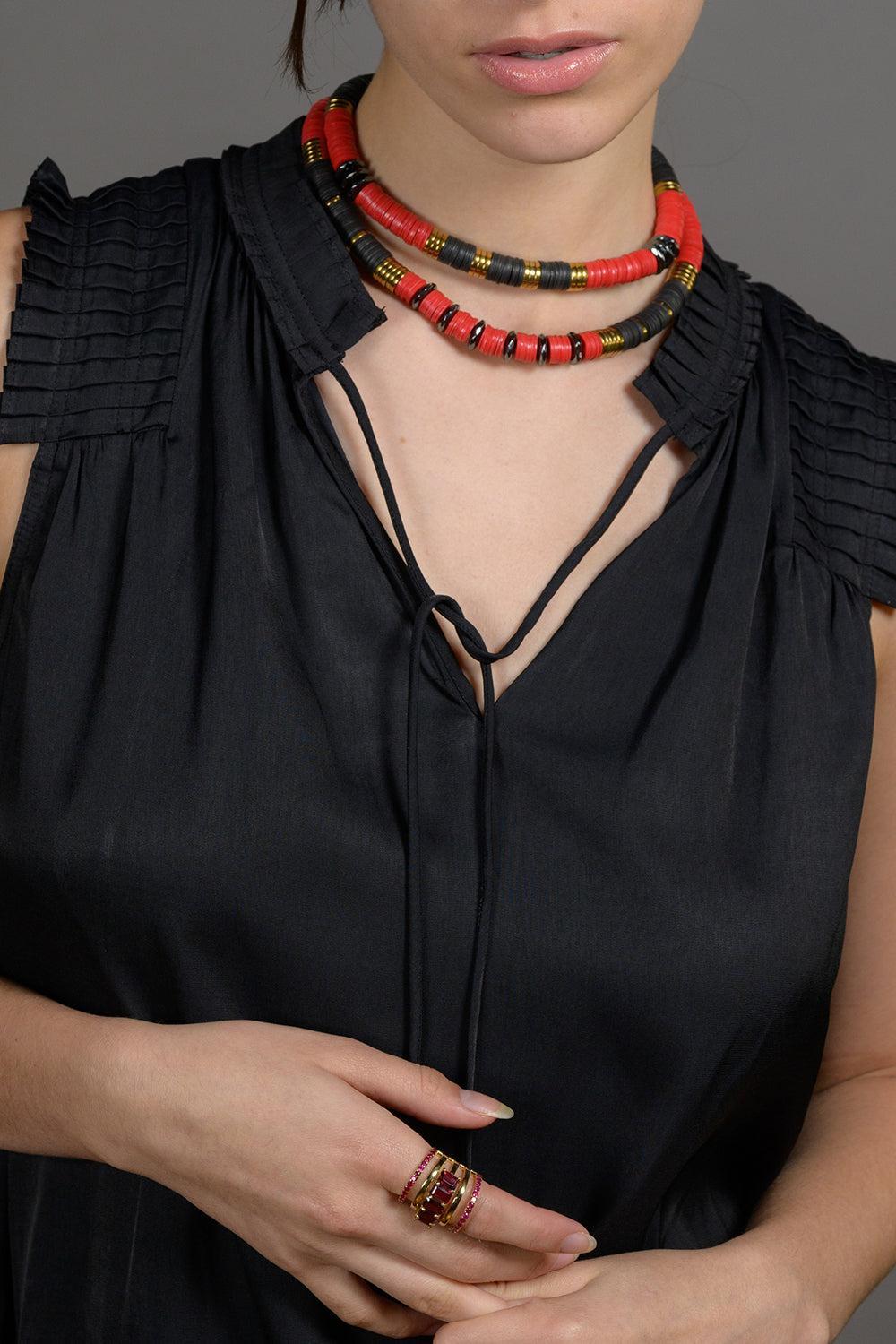 Black Red Rondelle Necklace-BLCK/RED-JEWELRYBOUTIQUENECKLACE O-HIJAS DE PUKA