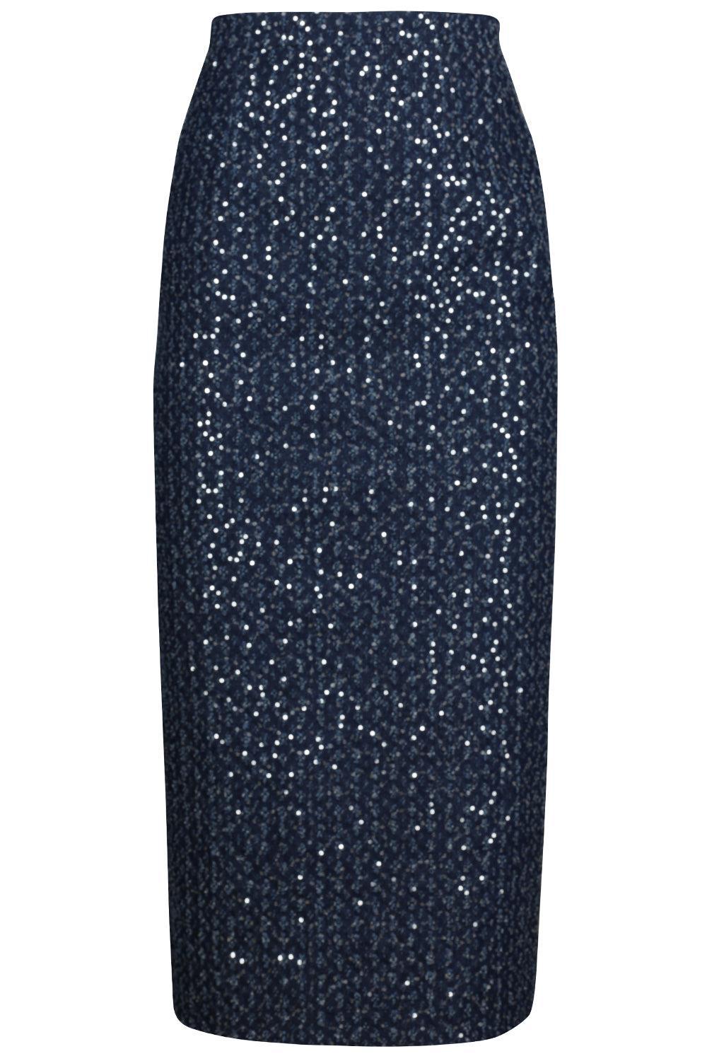 Embellished Pencil Skirt-INDIGSIL-2-CLOTHINGSKIRTKNEE LENGT-MICHAEL KORS COLLECTION