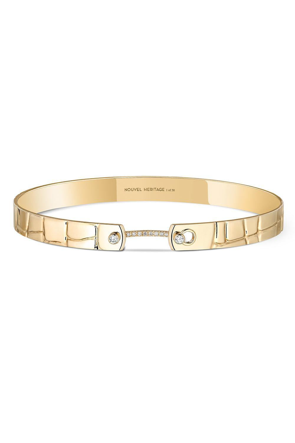 Later Alligator GM Mood Bangle Bracelet-YELLOW GOLD-16-JEWELRYFINE JEWELBRACELET O-NOUVEL HERITAGE
