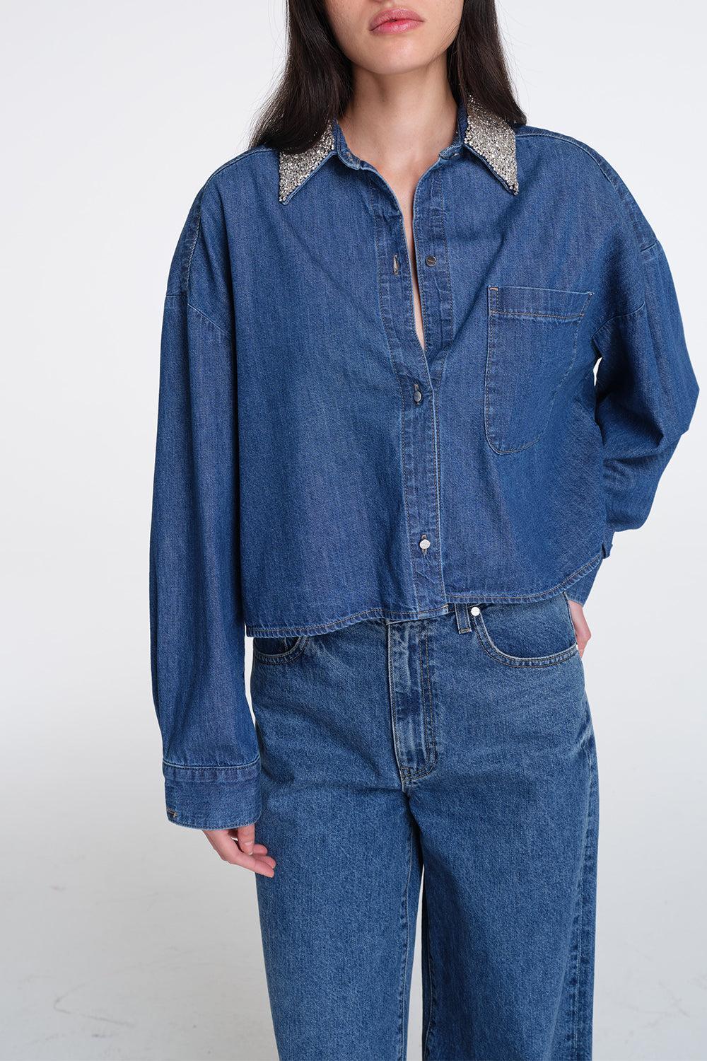 My Ex's Shirt - Antwerp Crystal Collar-ANTWERP-M/L-CLOTHINGTOPBLOUSE-TWP