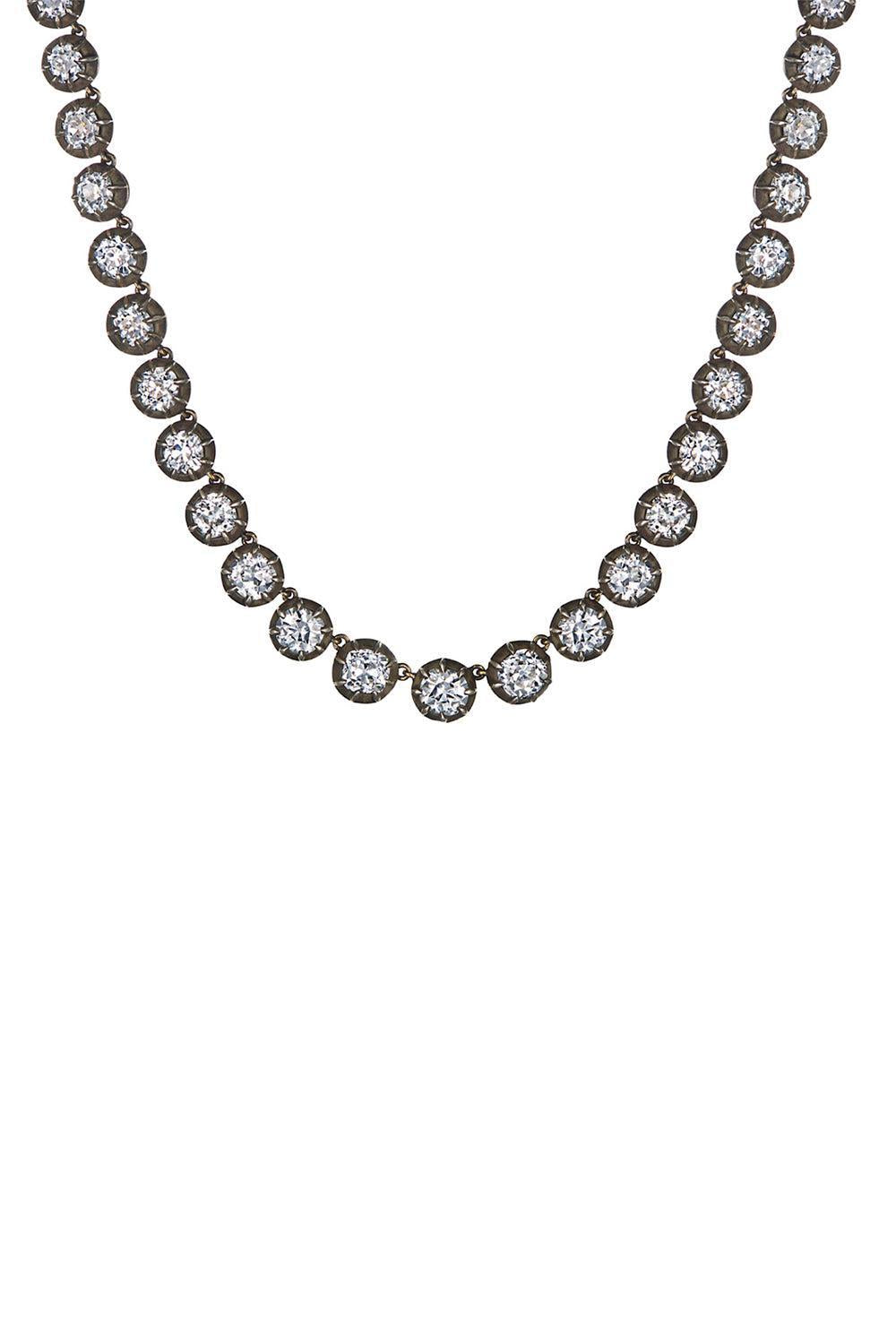  Diamond Old Mine Riviere Necklace-YELLOW GOLD-16-JEWELRYFINE JEWELNECKLACE O-FRED LEIGHTON 