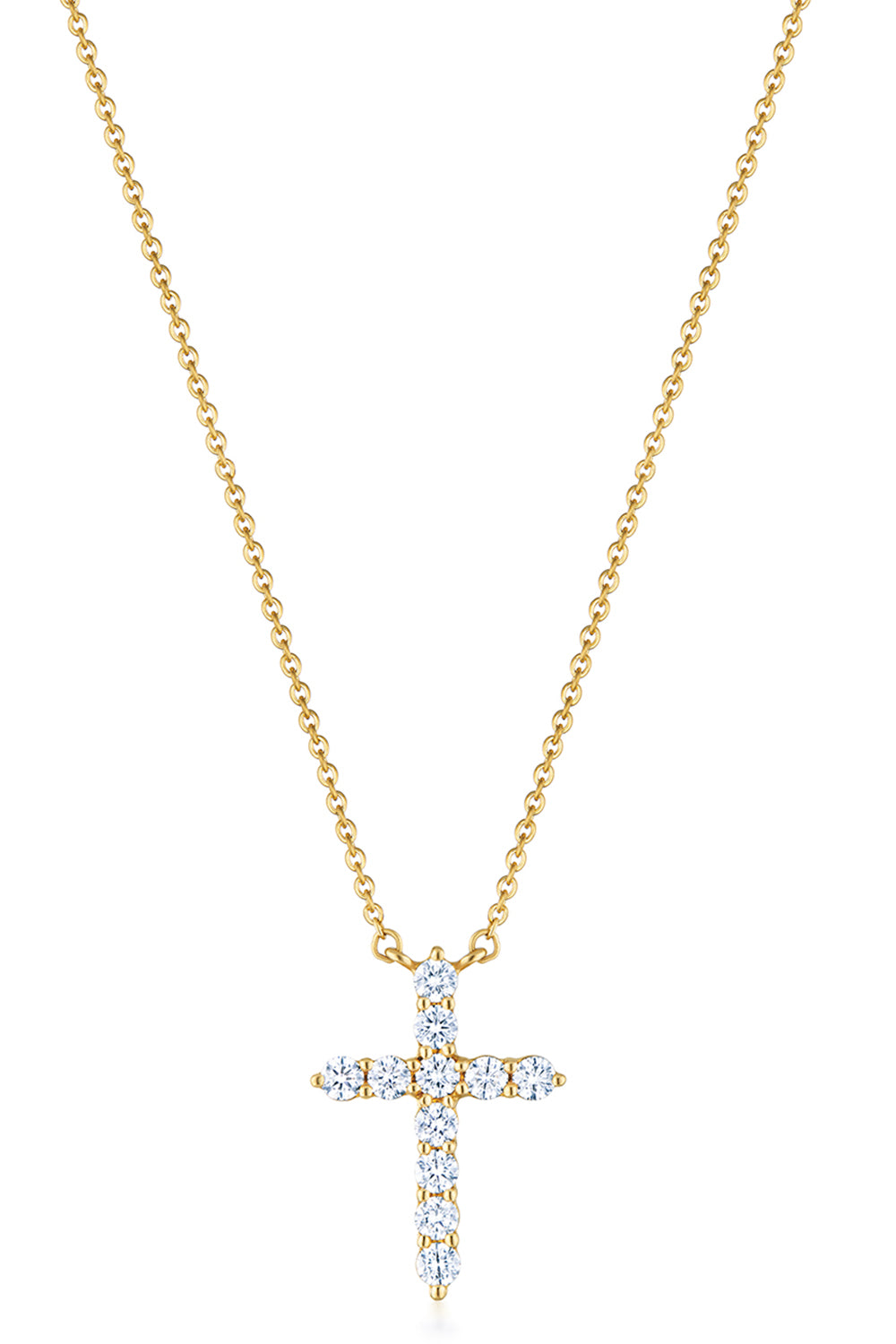 Diamond Cross Pendant Necklace - 2.0ctw - Yellow Gold