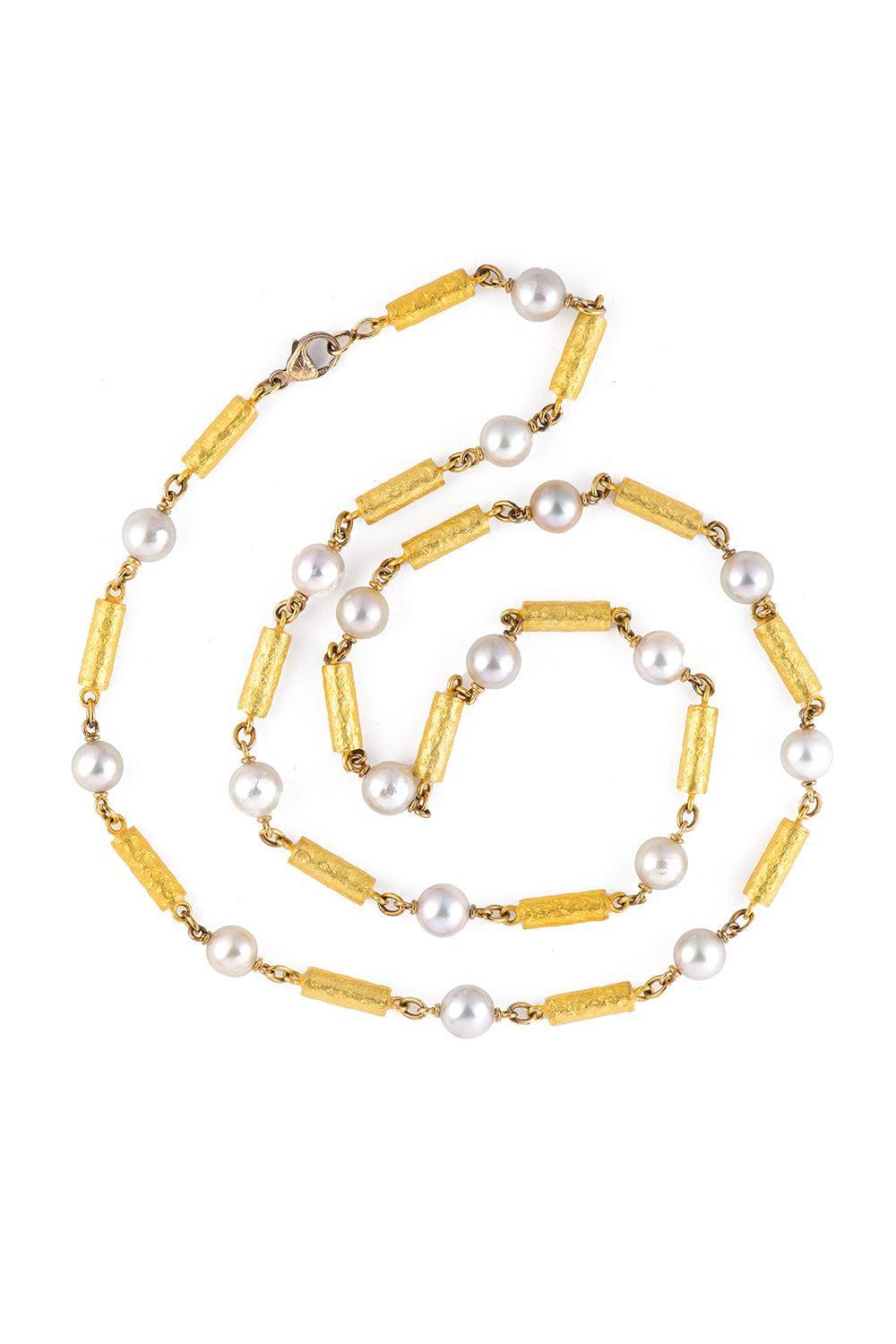 Akoya Pearl Bullet Necklace-YELLOW GOLD-30-JEWELRYFINE JEWELEARRING-SYLVA & CIE