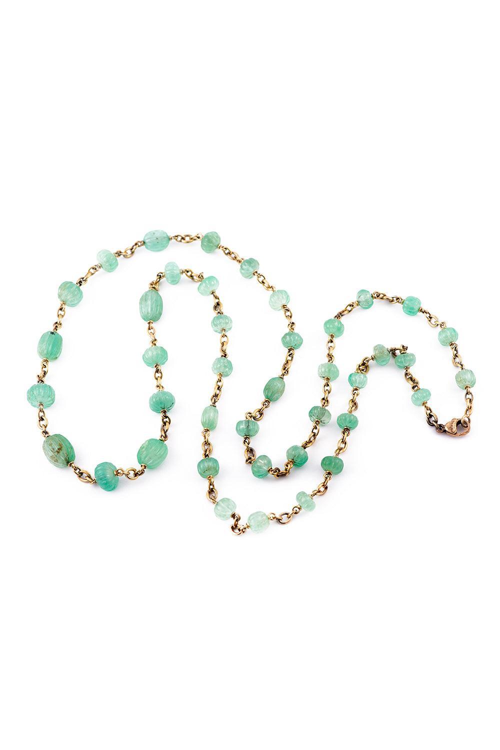 Emerald Beaded Necklace-YELLOW GOLD-36-JEWELRYFINE JEWELNECKLACE O-SYLVA & CIE