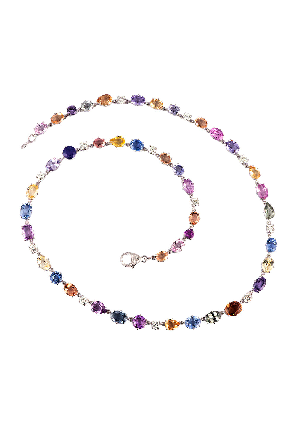 Pastel Sapphire Diamond Riviera Necklace