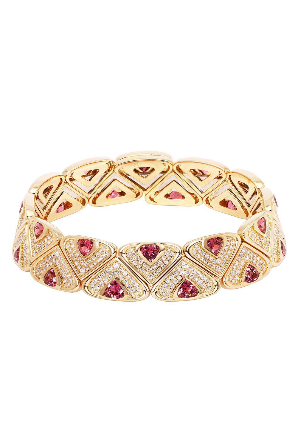 Pink Tourmaline Diamond Irreversible Necklace-YELLOW GOLD-JEWELRYFINE JEWELNECKLACE O-MARINA B