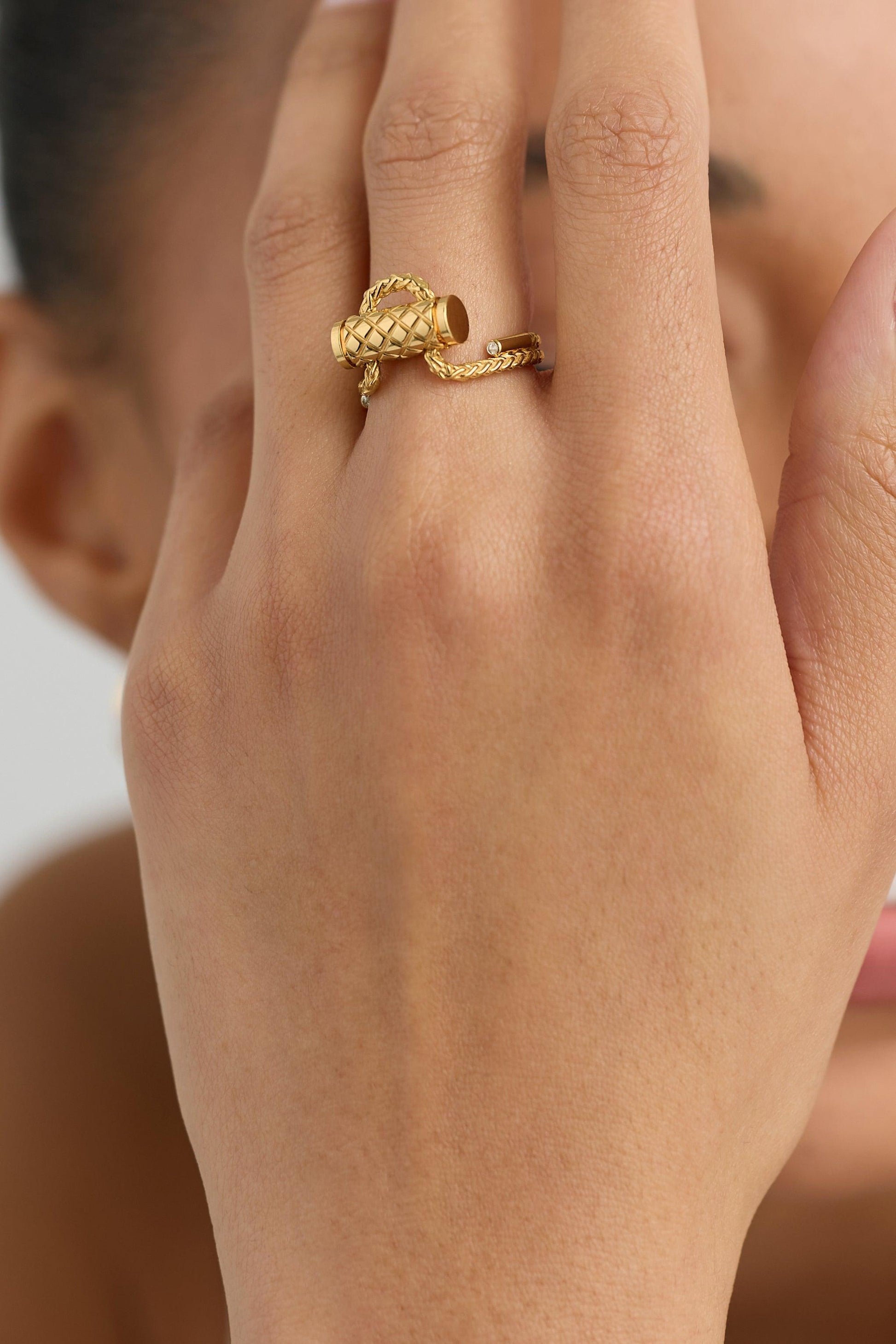 Diamond Latch Ring-YELLOW GOLD-6.75-JEWELRYFINE JEWELRING-NOUVEL HERITAGE