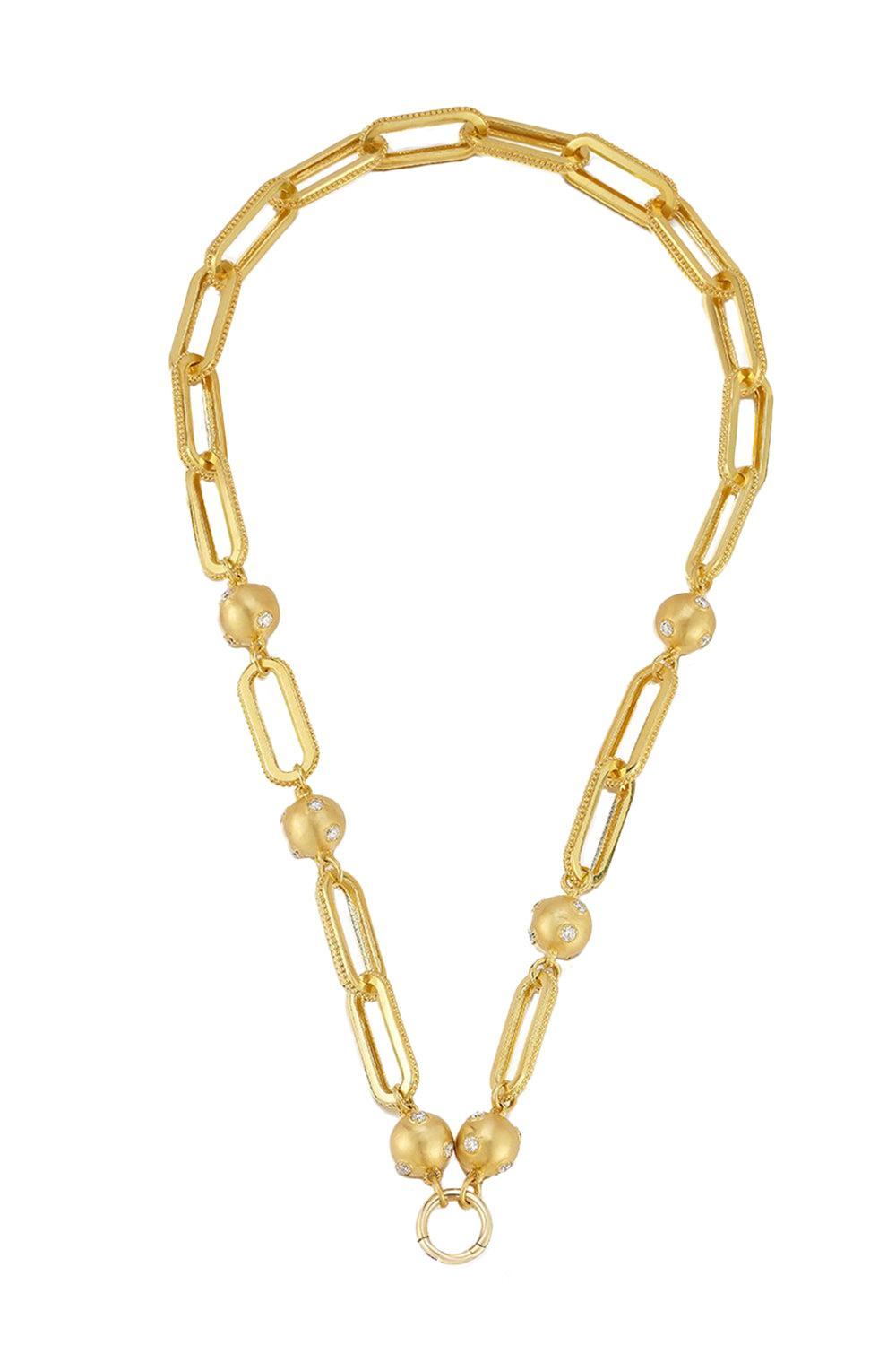 Large Modern Etruscan Diamond Ball Necklace-YELLOW GOLD-17-JEWELRYFINE JEWELNECKLACE O-TANYA FARAH
