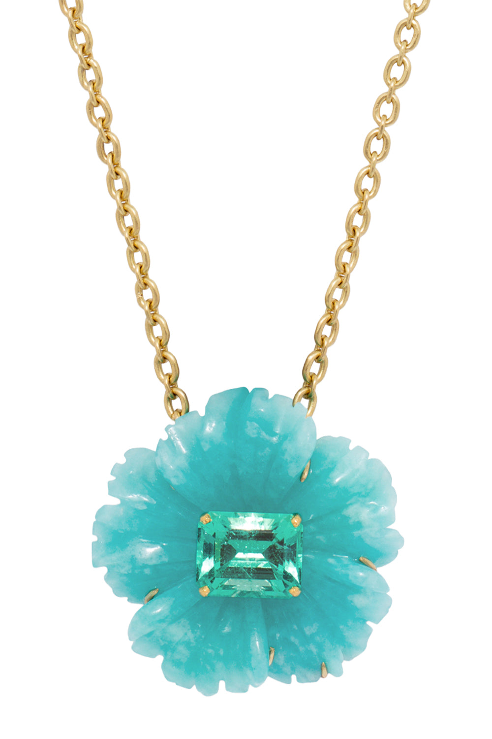 Amazonite Emerald Tropical Flower Necklace
