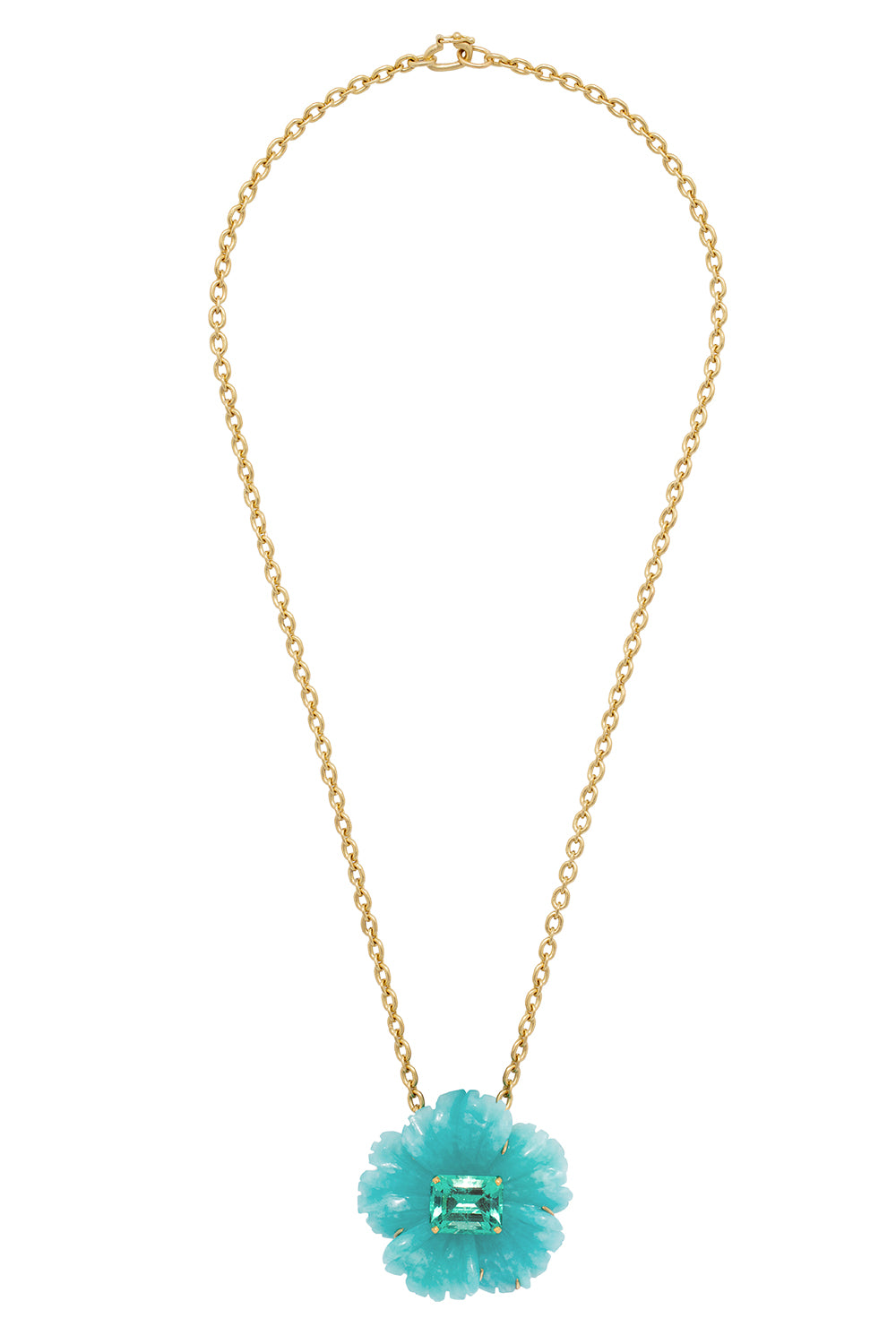 Amazonite Emerald Tropical Flower Necklace