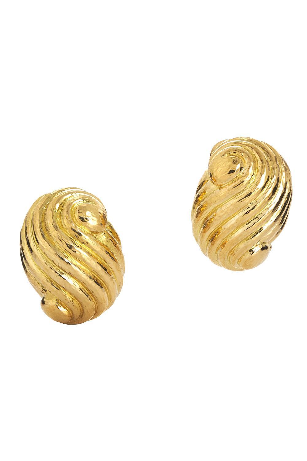 Swirl Large Hammered Earrings-YELLOW GOLD-JEWELRYFINE JEWELEARRING-DAVID WEBB