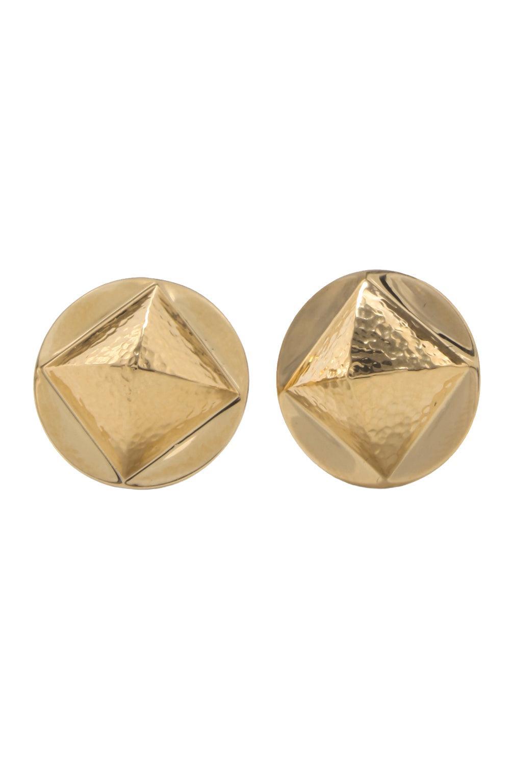 Hammered Large Bastille Stud Earrings-YELLOW GOLD-JEWELRYFINE JEWELEARRING-DAVID WEBB