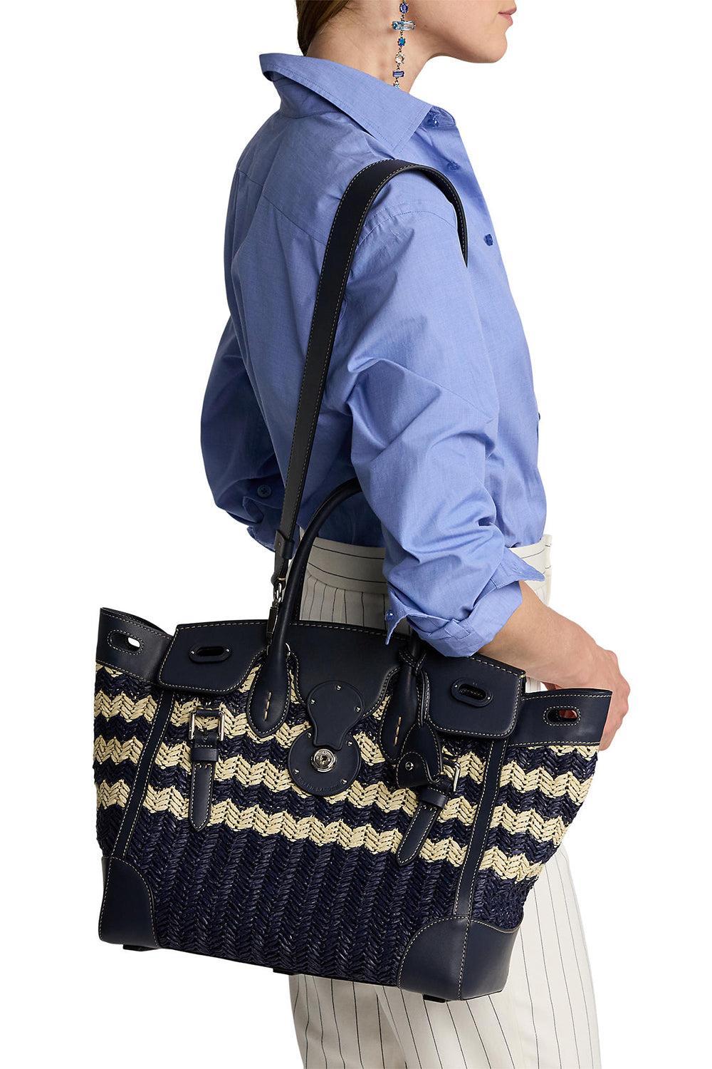 Soft Ricky 33 Raffia Bag-NVY/NAT-O/S-HANDBAGTOP HANDLE-RALPH LAUREN