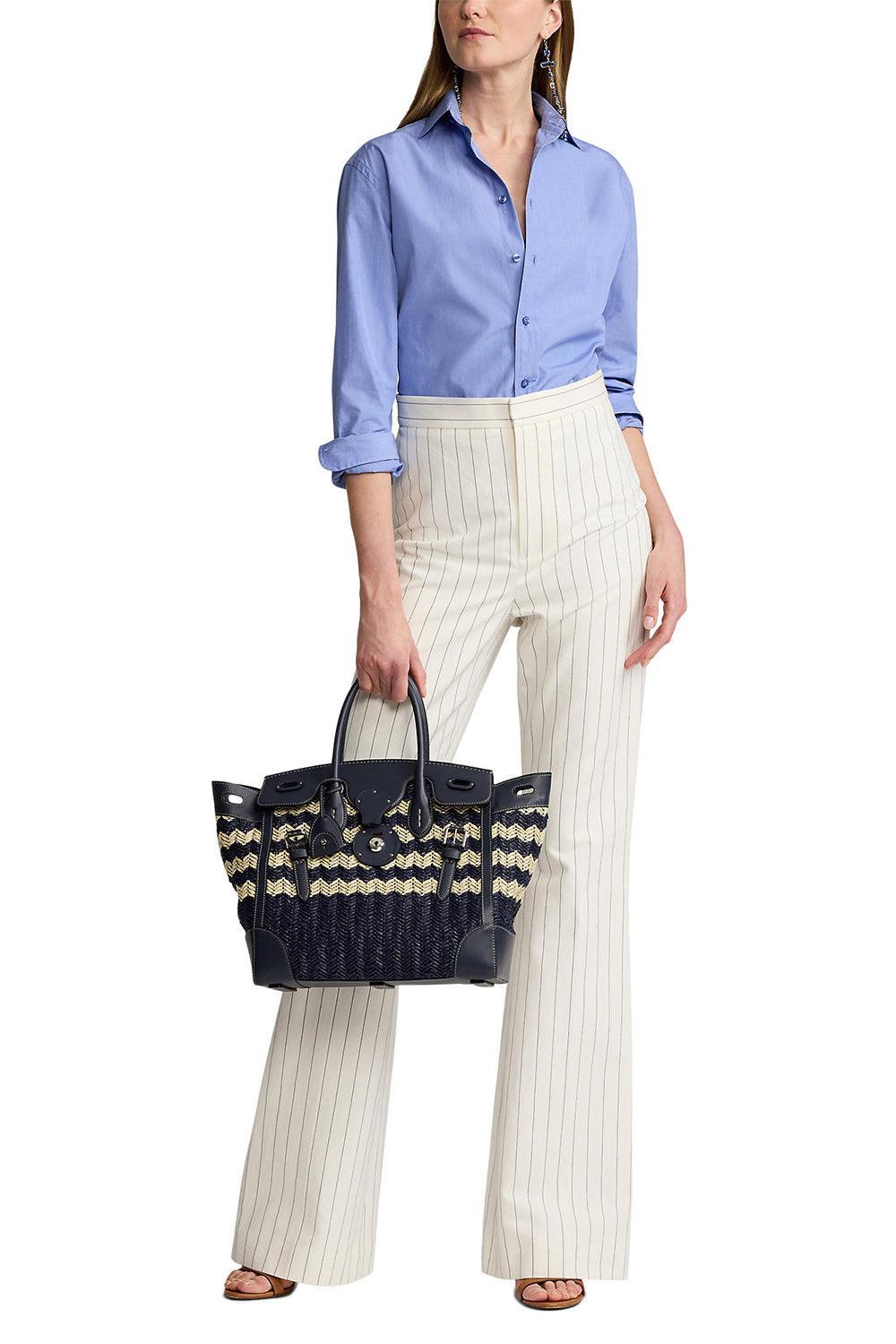 Soft Ricky 33 Raffia Bag-NVY/NAT-O/S-HANDBAGTOP HANDLE-RALPH LAUREN