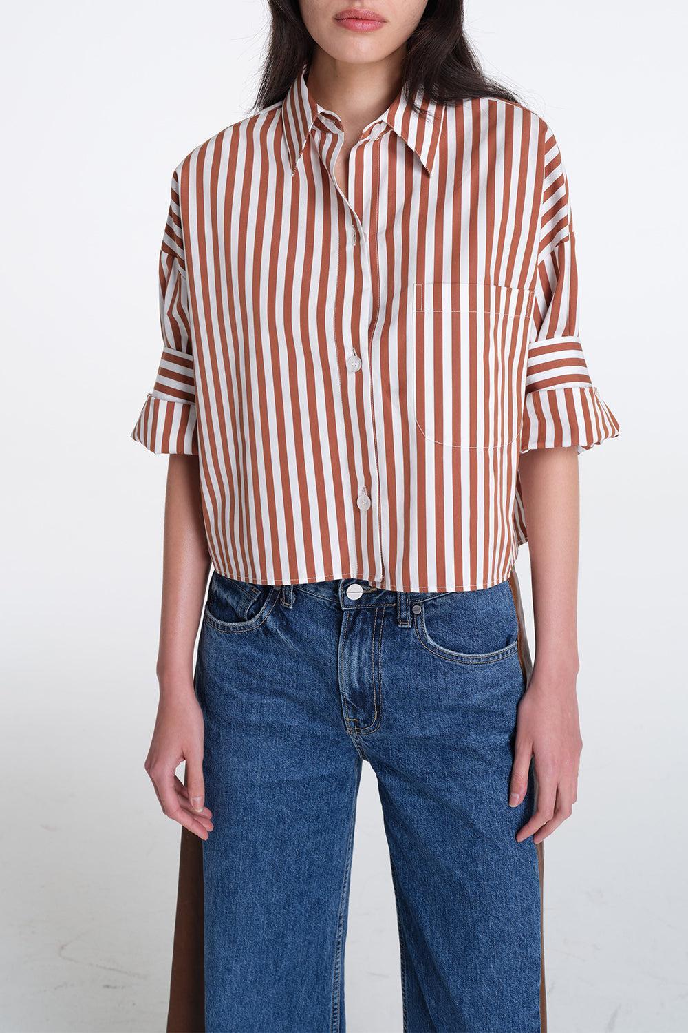 Next Ex Shirt - Ivory Cognac-IVORCOGN-P-CLOTHINGTOPBLOUSE-TWP