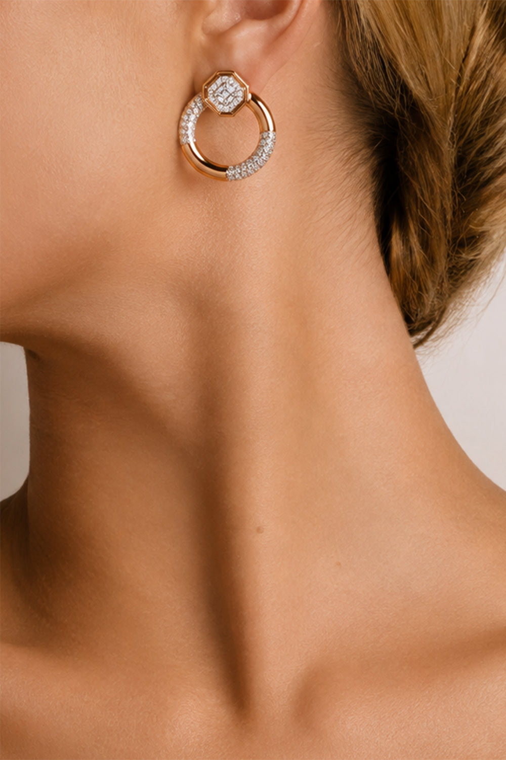 Diamond Octagon Hoop Earrings