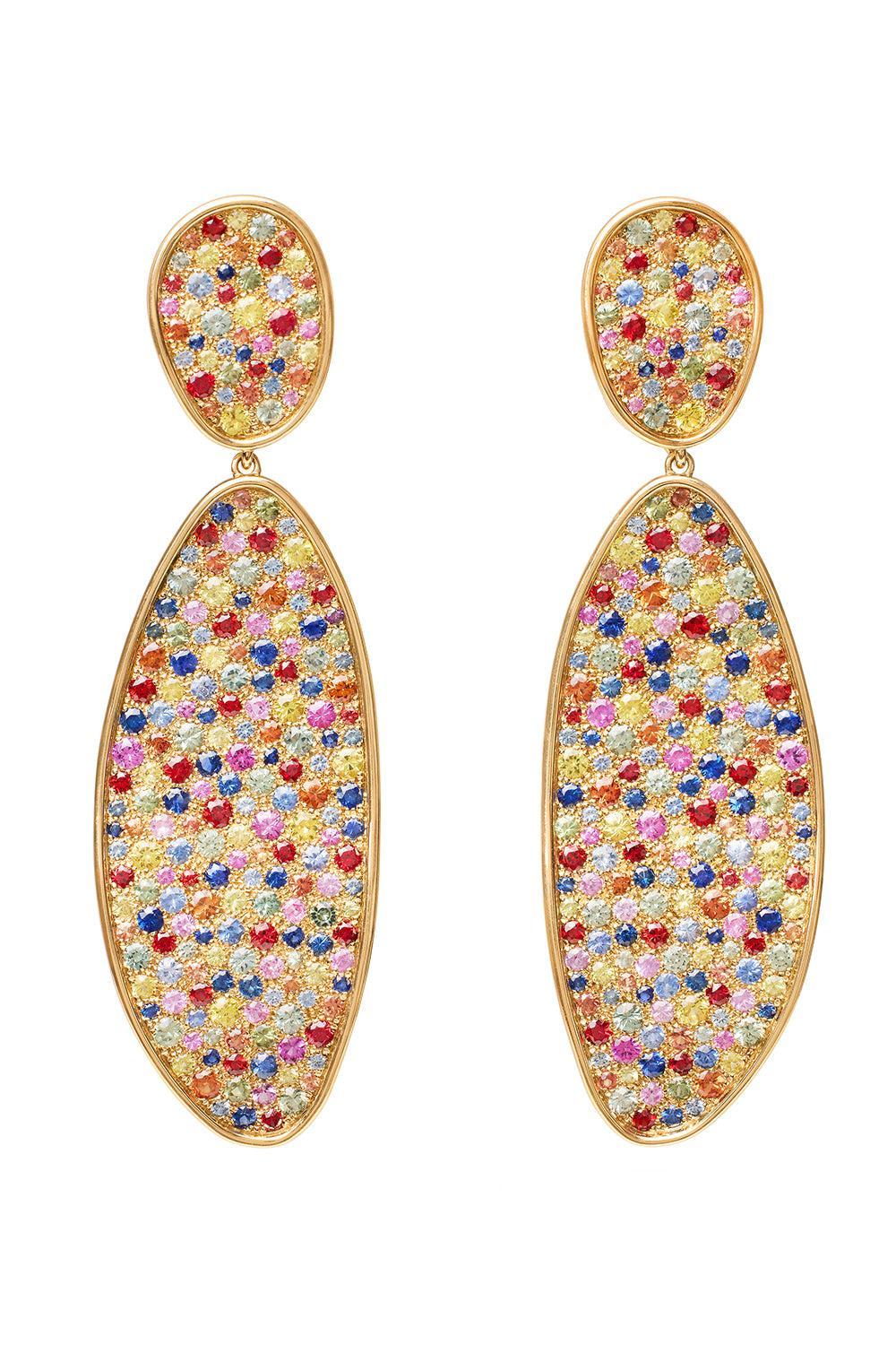Convertible Sapphire Statement Lunaria Earrings-YELLOW GOLD-JEWELRYFINE JEWELEARRING-MARCO BICEGO