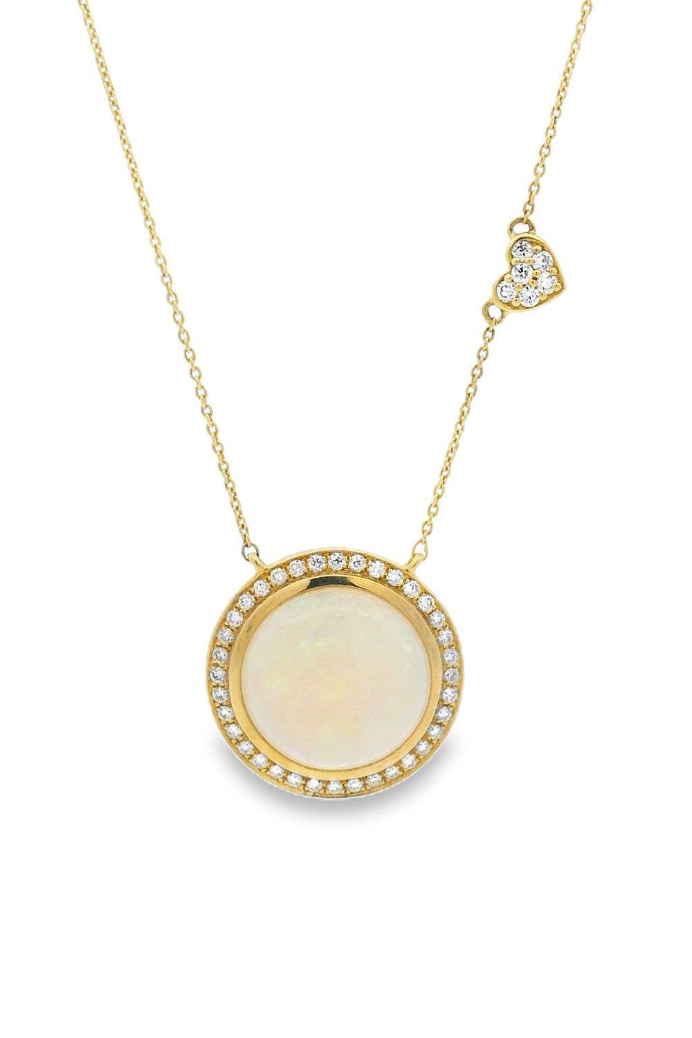 Opal Diamond Pendant Necklace-YELLOW GOLD-18-JEWELRYFINE JEWELNECKLACE O-LISA NIK
