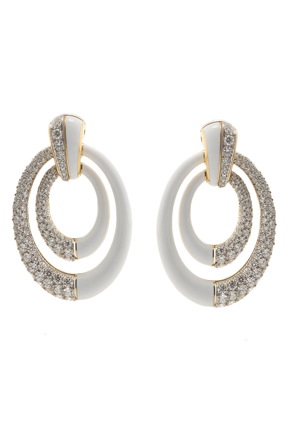 Diamond White Enamel Persephone Earrings