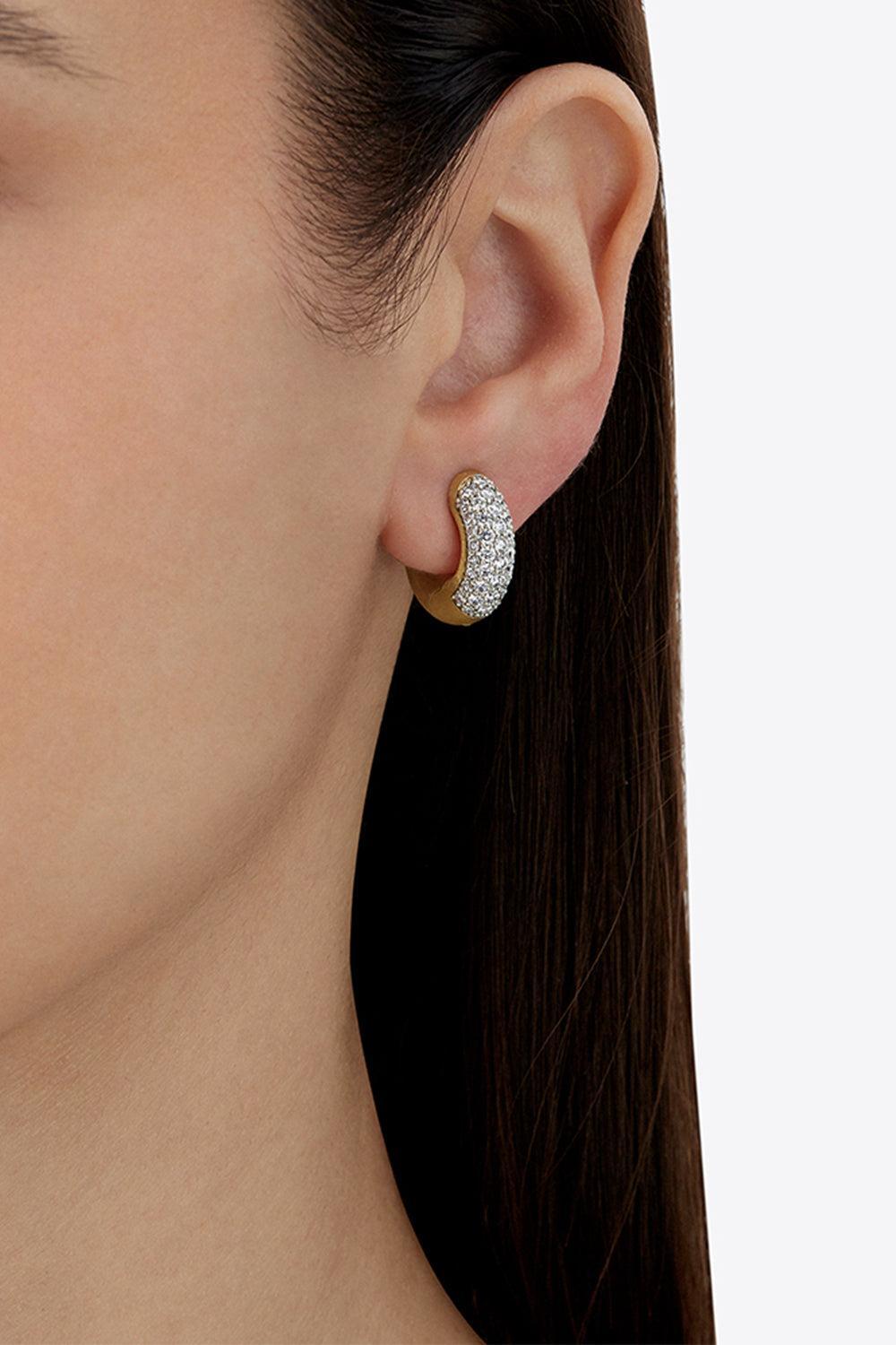 Diamond Libera Huggie Earrings-YELLOW GOLD-JEWELRYFINE JEWELEARRING-NANIS