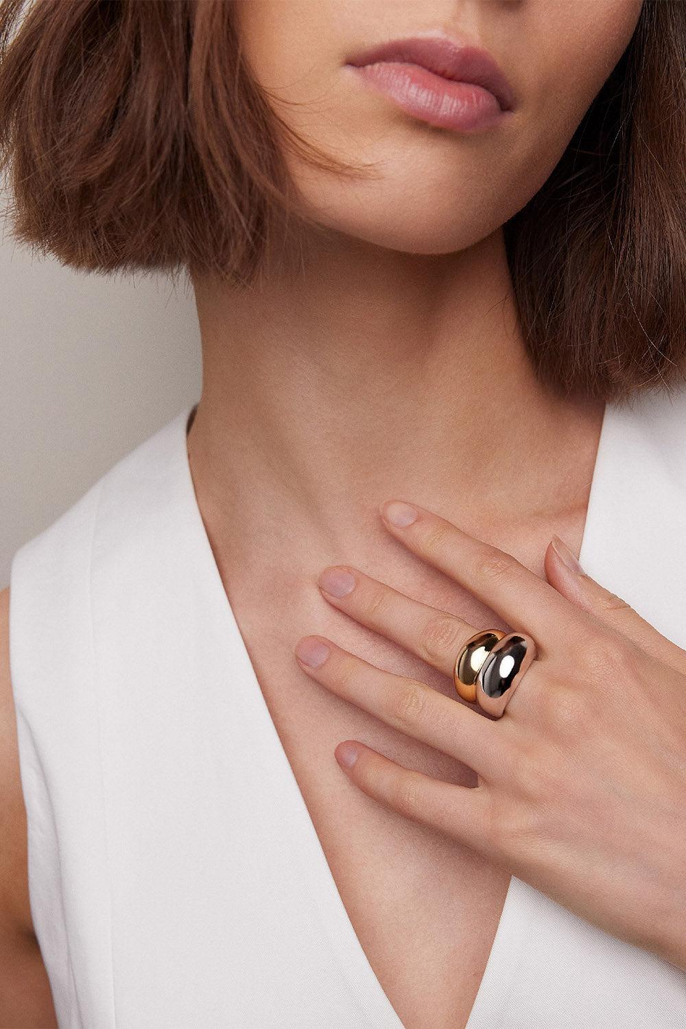 Two-Tone Chavez Ring-SLVR YLW-6-JEWELRYBOUTIQUERING-JENNIFER FISHER