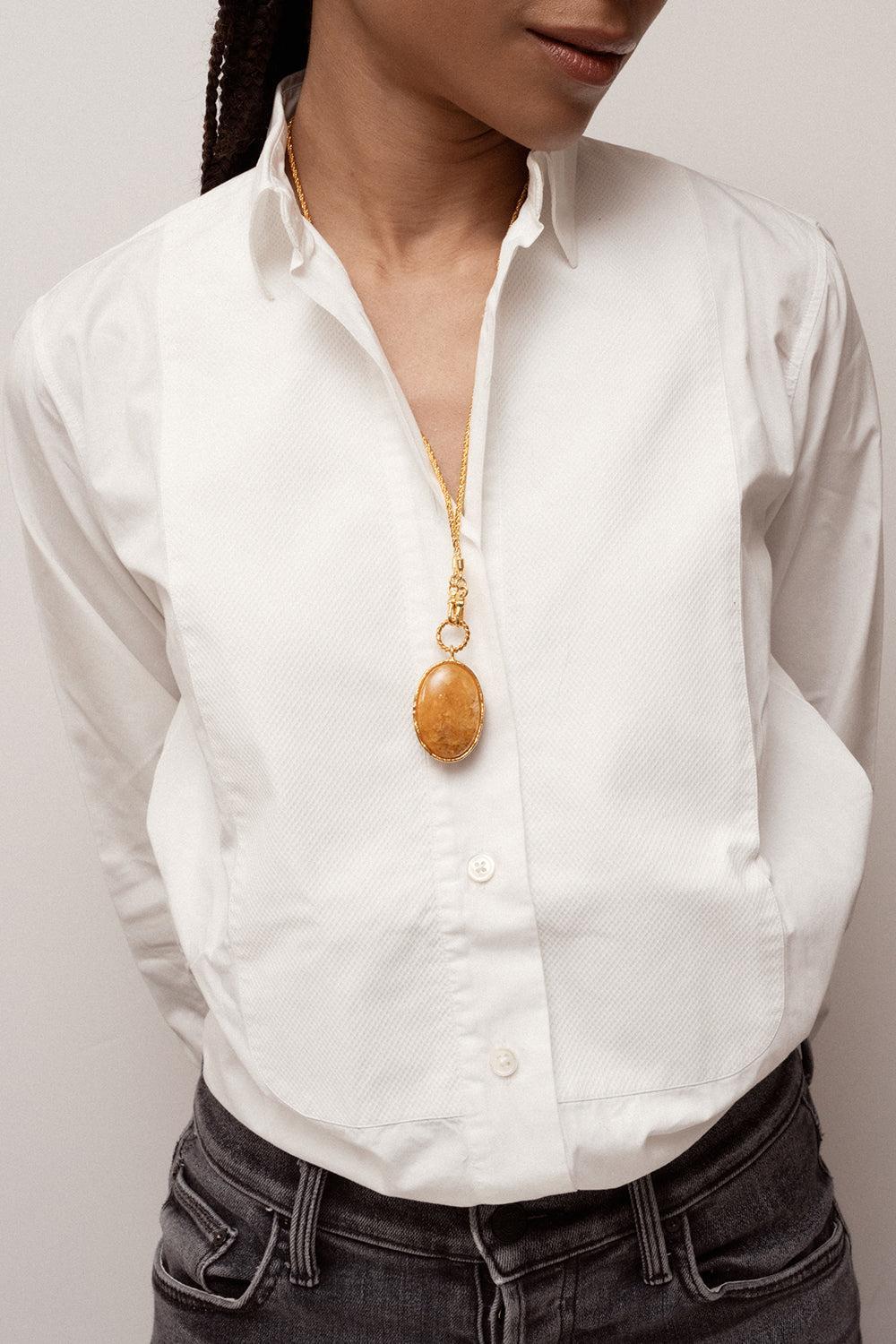 Golden Jasper Pendant Necklace-YELLOW-JEWELRYBOUTIQUENECKLACE O-SYLVIA TOLEDANO