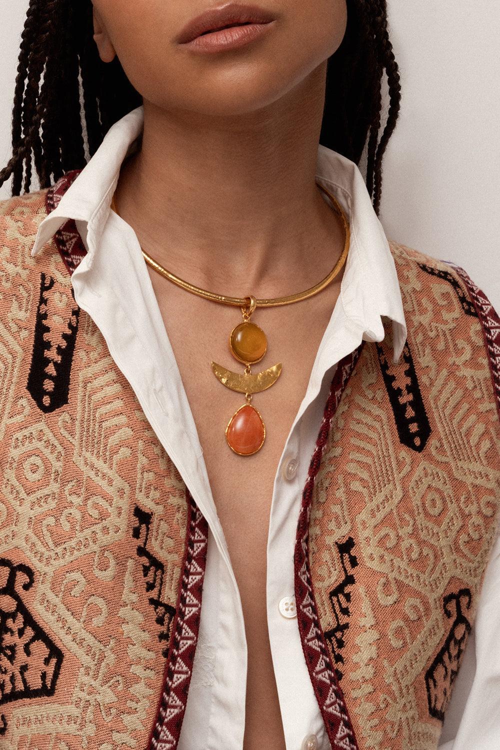 Yellow Onyx Sunset Pendant-YELLOW-JEWELRYBOUTIQUEPENDANT-SYLVIA TOLEDANO