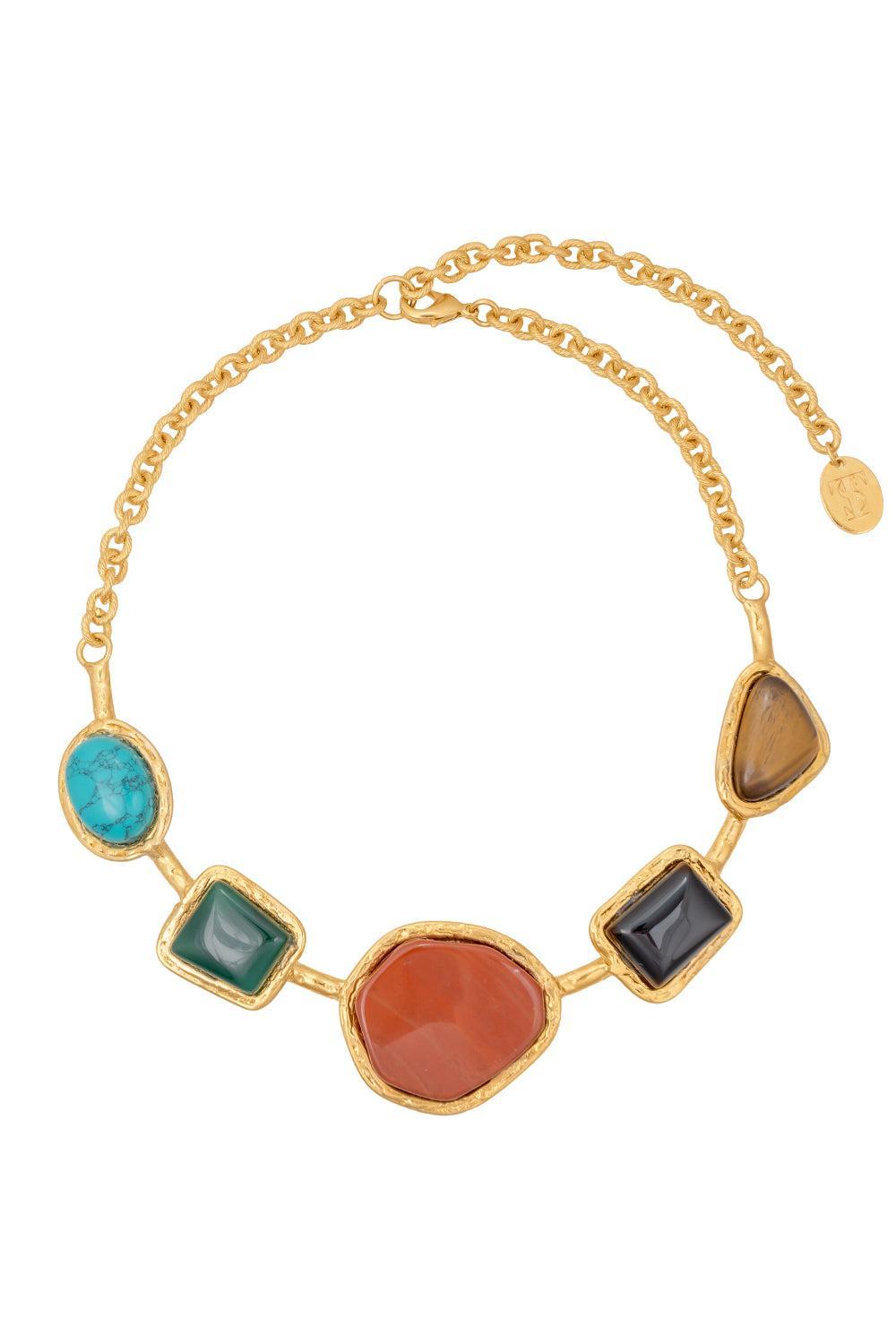 Five Stone Necklace-YELLOW-JEWELRYBOUTIQUENECKLACE O-SYLVIA TOLEDANO