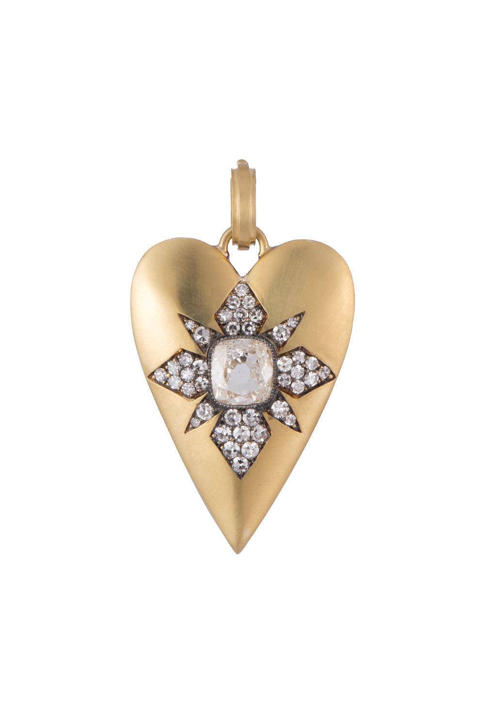 Diamond Guilded Age Heart Pendant-YELLOW GOLD-JEWELRYFINE JEWELPENDANT-SYLVA & CIE