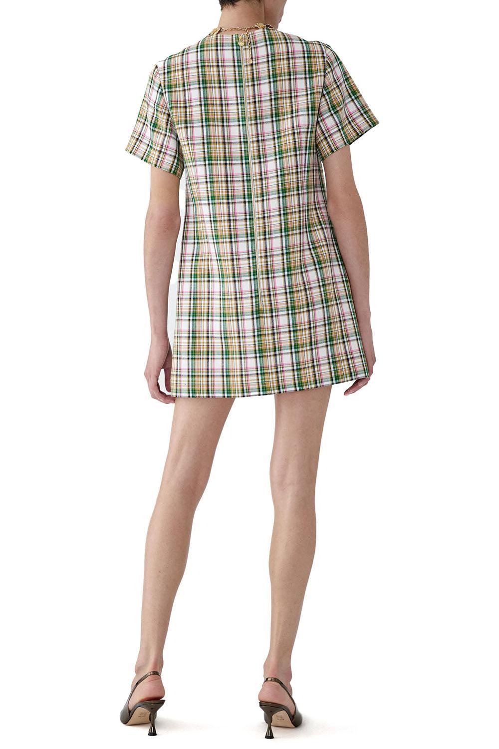 Embellished Short Sleeve Shift Dress-GEOMETRC-2-CLOTHINGDRESSCASUAL-CAROLINA HERRERA