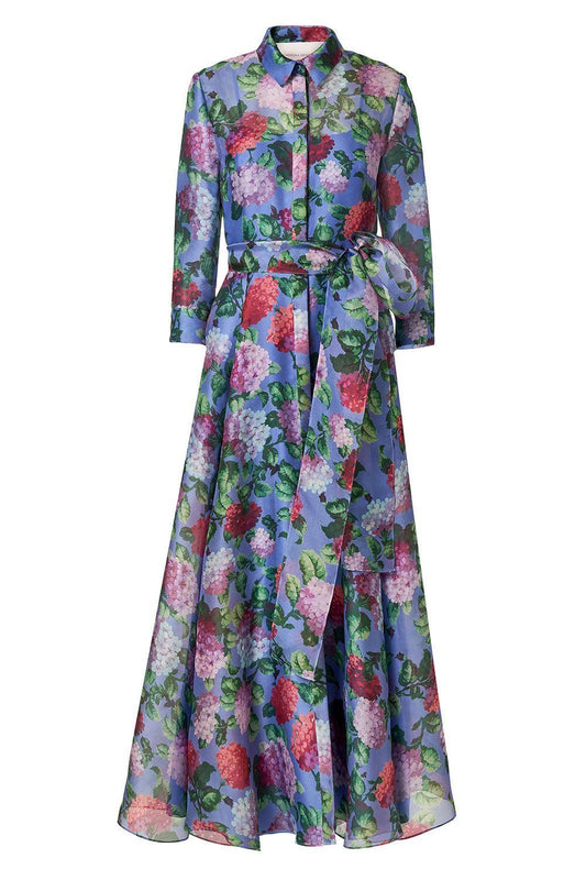 Three-Quarter Sleeve Midi Trench Dress-FLORAL-4-CLOTHINGDRESSCOCKTAIL-CAROLINA HERRERA