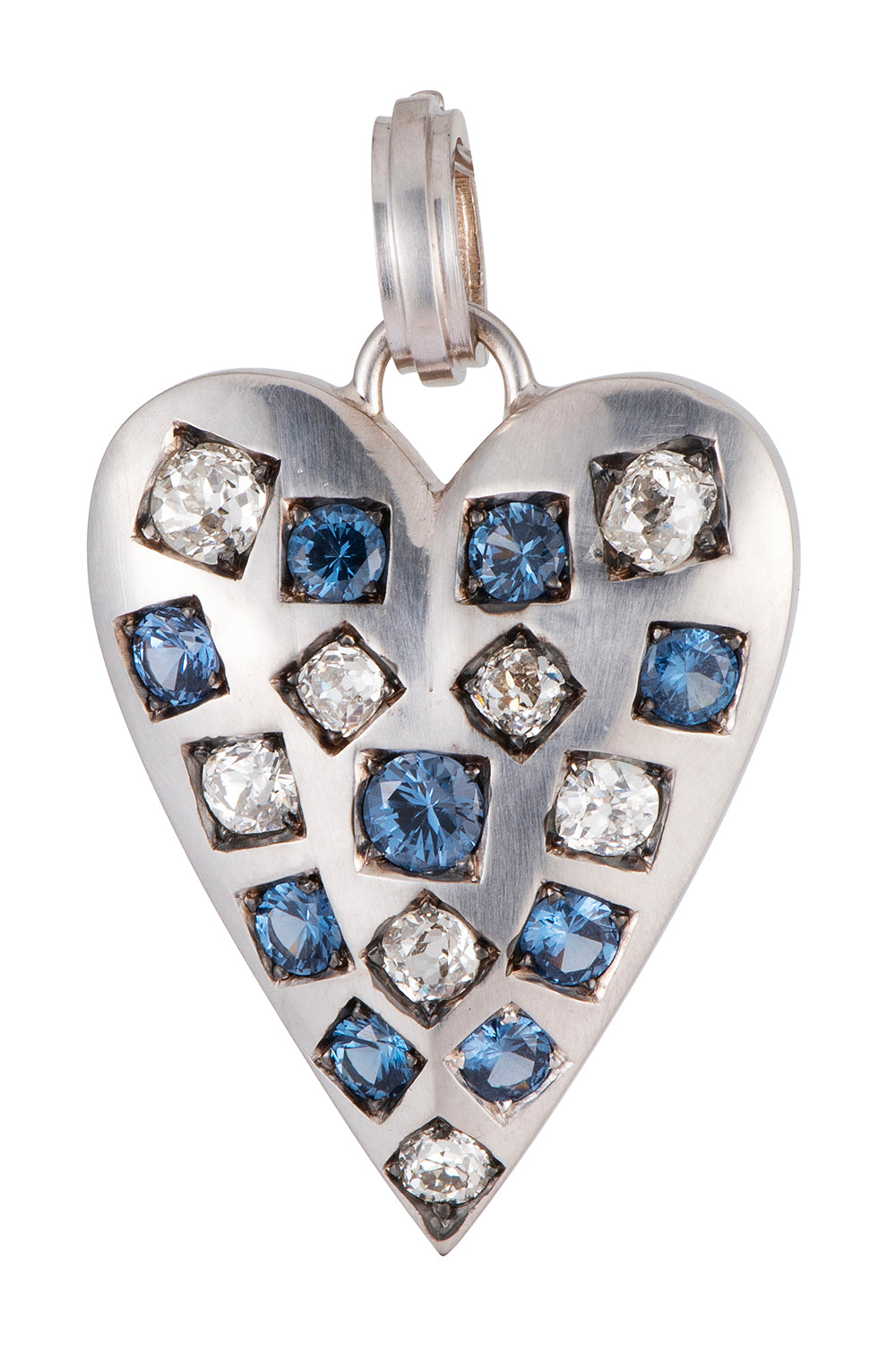 Diamond Blue Sapphire Heart Ten Table Pendant