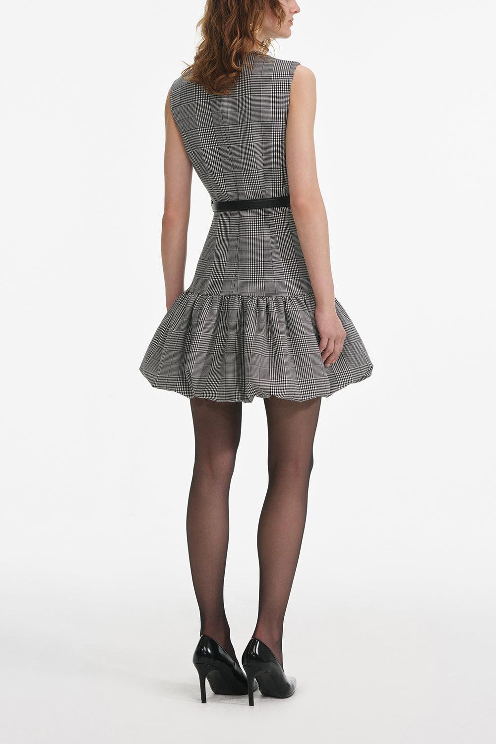 Prince Of Wales Dress-BLACK/WHITE-0-CLOTHINGDRESSCASUAL-self-portrait