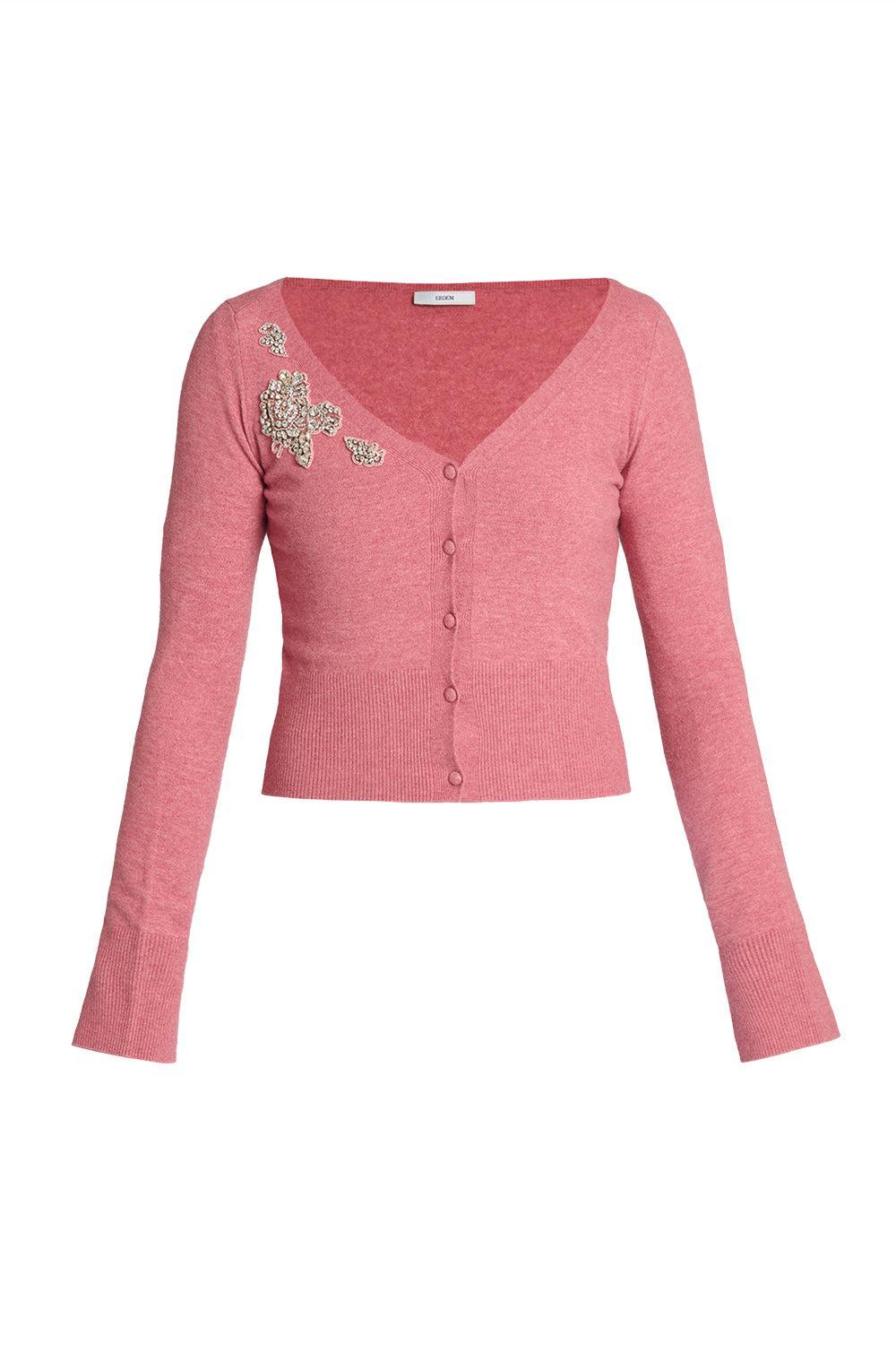 Cropped Cardigan-ROSE PINK-S-CLOTHINGTOPCARDIGAN-ERDEM